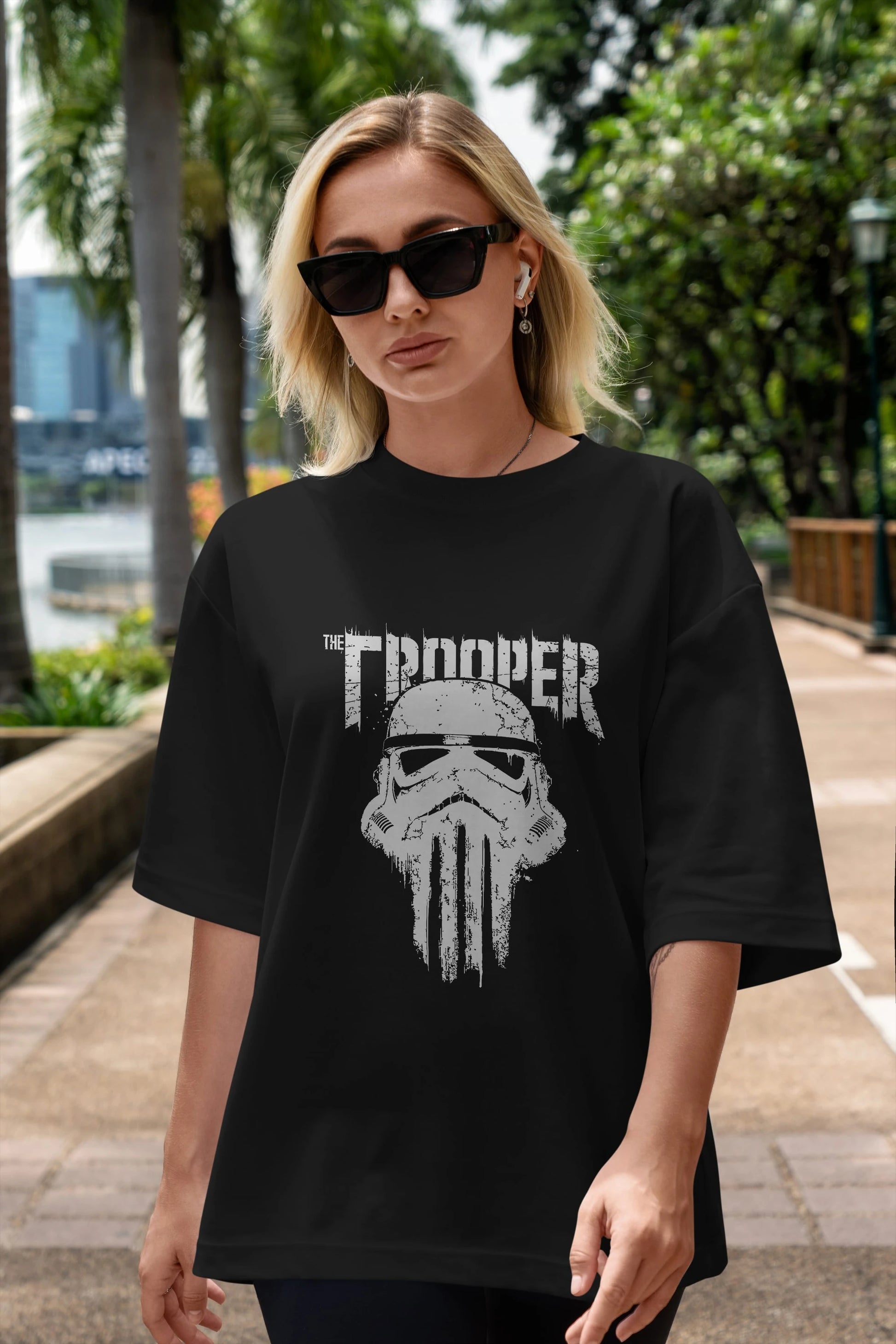 The Trooper Ön Baskılı Oversize t-shirt Erkek Kadın Unisex %100 Pamuk Bisiklet Yaka tişort