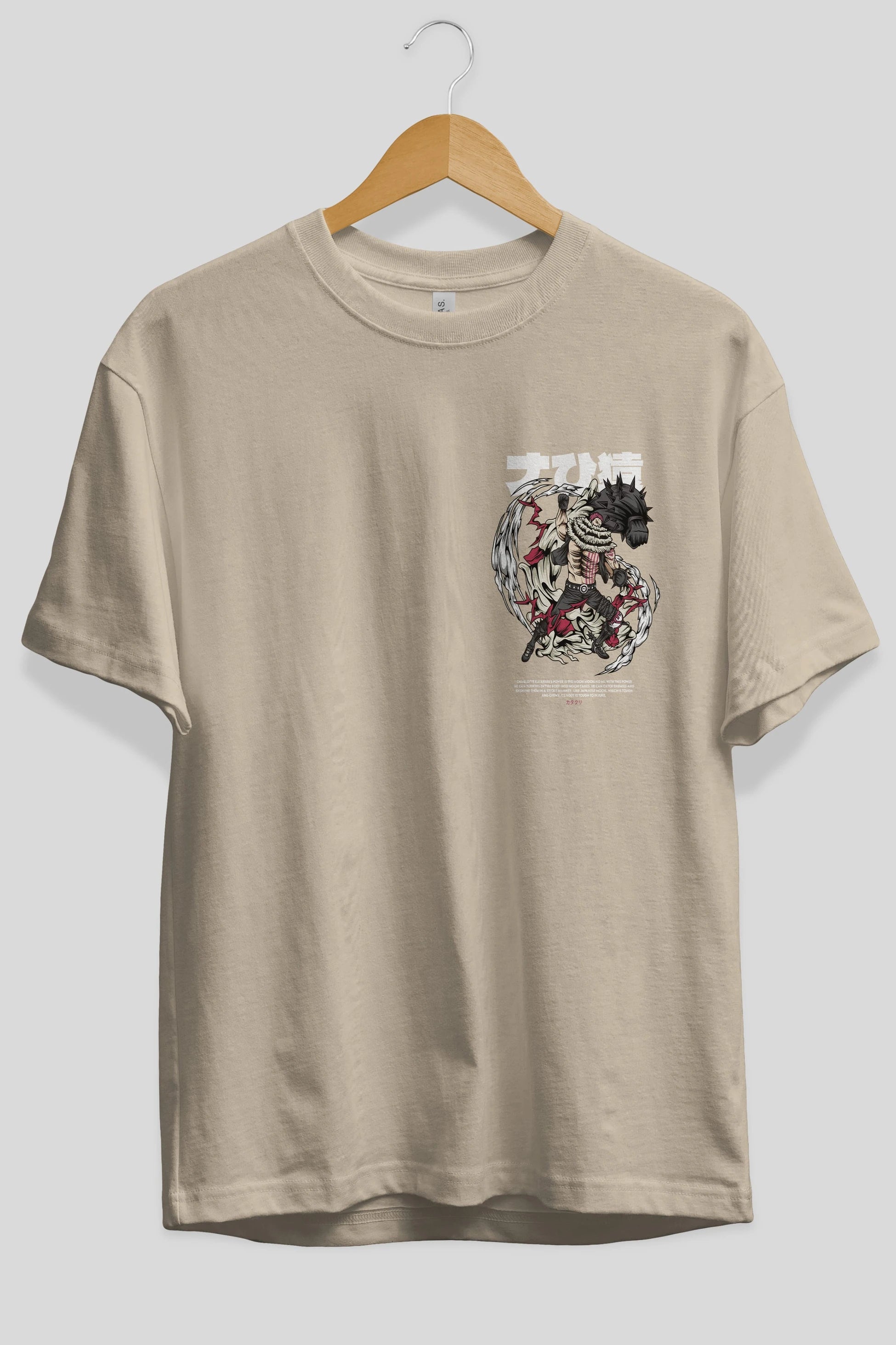 Katakuri Ön Sol Baskılı Oversize t-shirt Erkek Kadın Unisex %100 Pamuk Bisiklet Yaka tişort