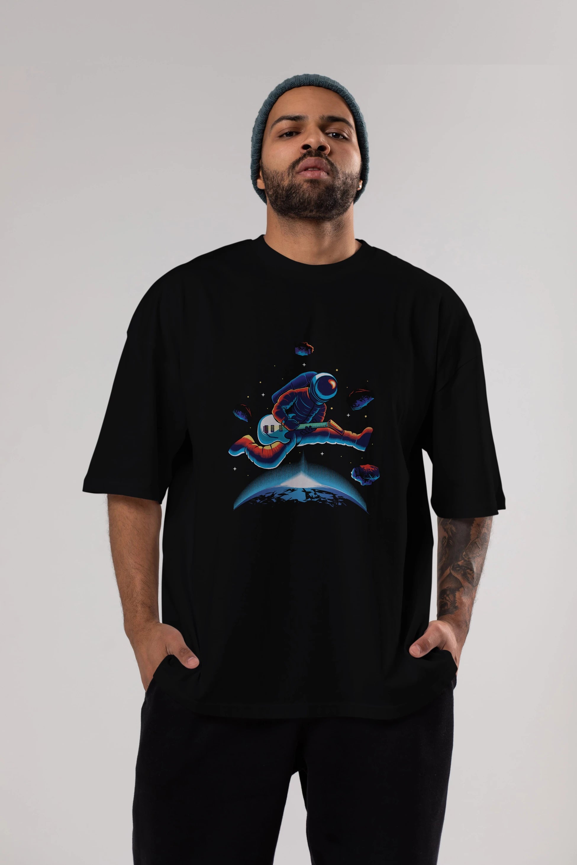 Astroguitar Ön Baskılı Oversize t-shirt Erkek Kadın Unisex