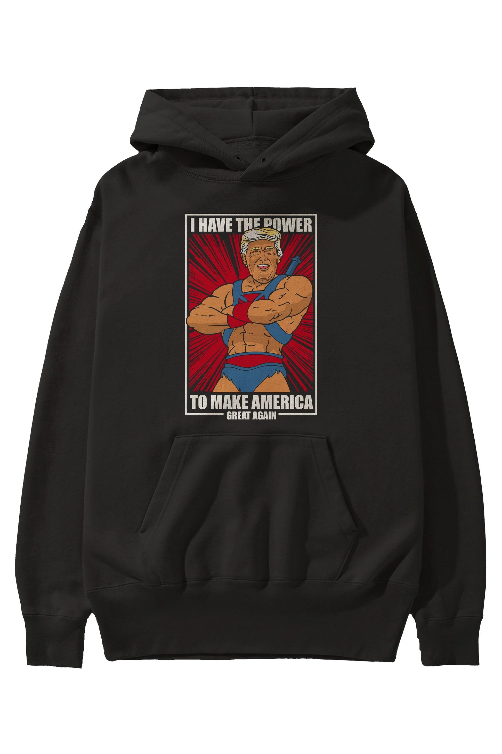 Trump Heman Ön Baskılı Hoodie Oversize Kapüşonlu Sweatshirt Erkek Kadın Unisex