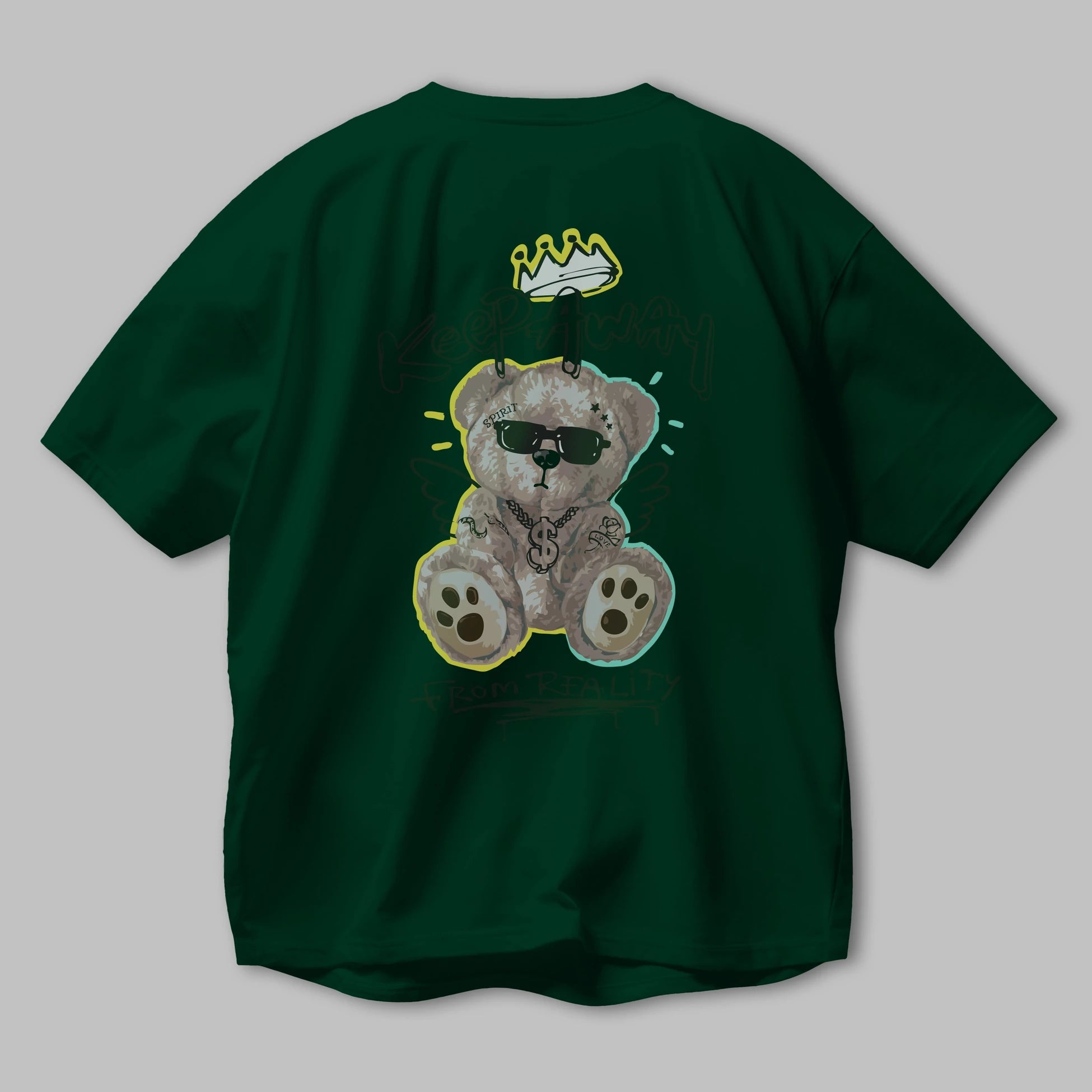 Keep Away Bear 2 Arka Baskılı Oversize t-shirt Erkek Kadın Unisex