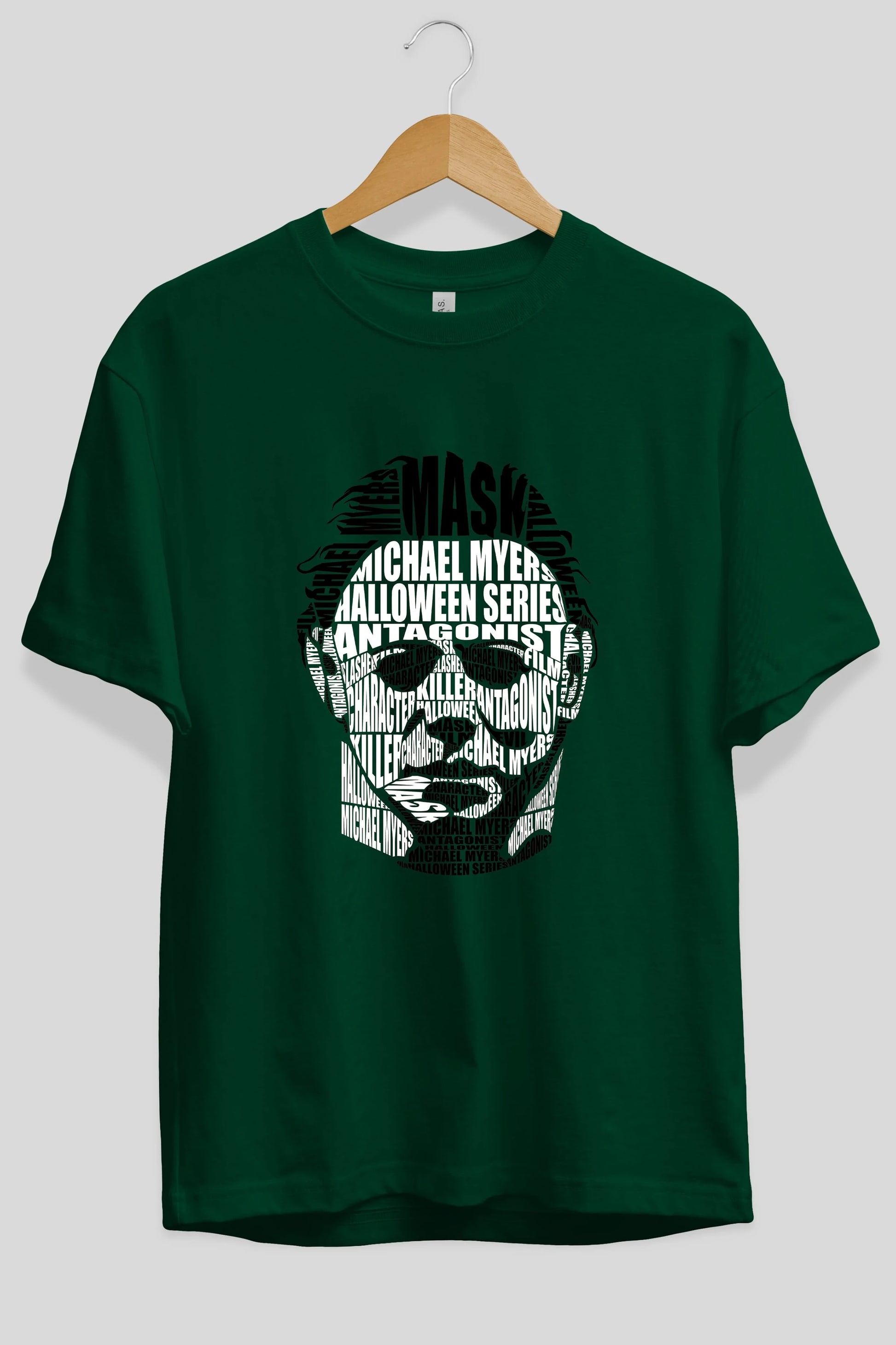 Michael Myers Calligram Ön Baskılı Oversize t-shirt %100 pamuk Erkek Kadın Unisex
