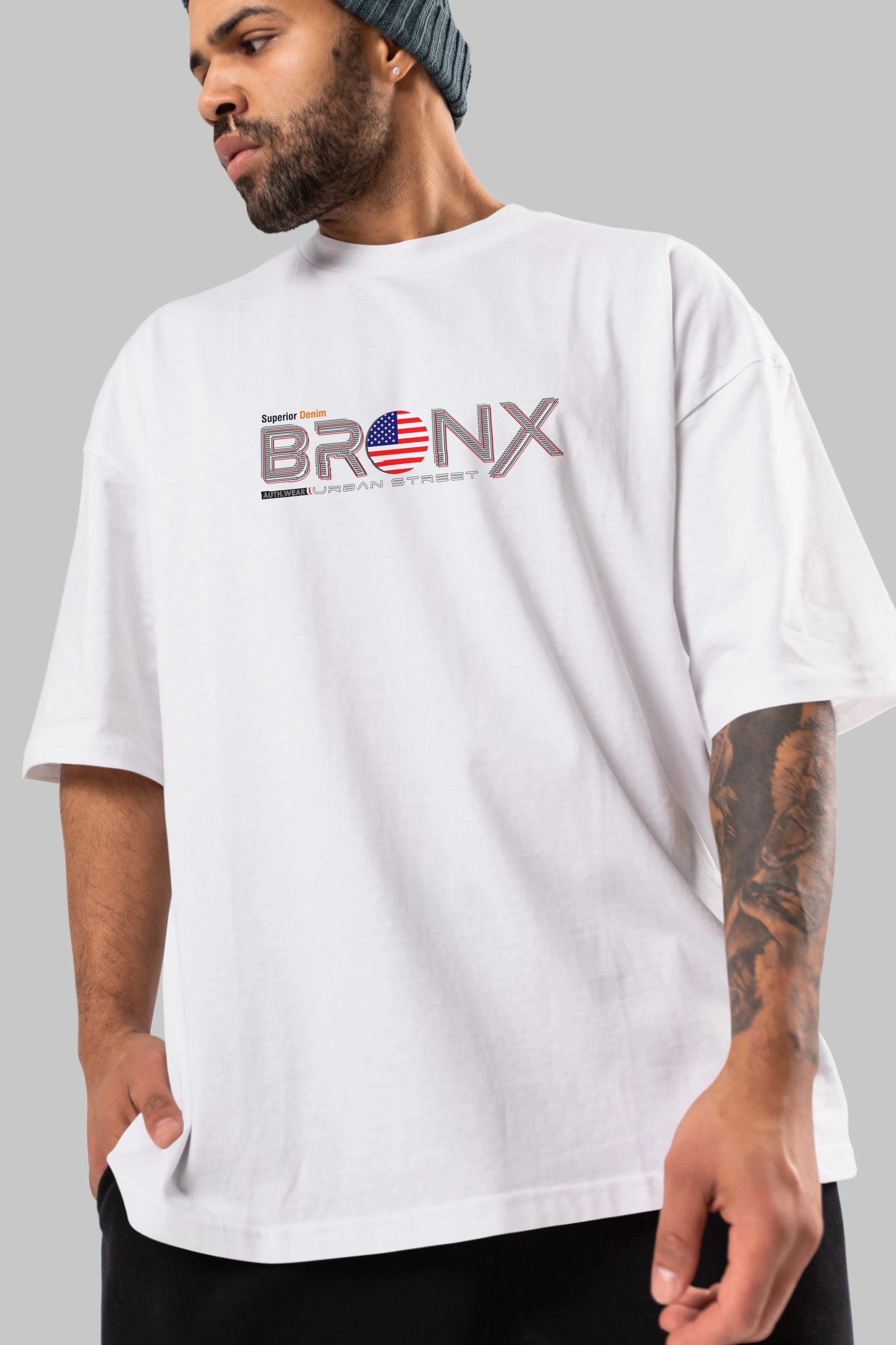 Bronx Ön Baskılı Oversize t-shirt Erkek Kadın Unisex