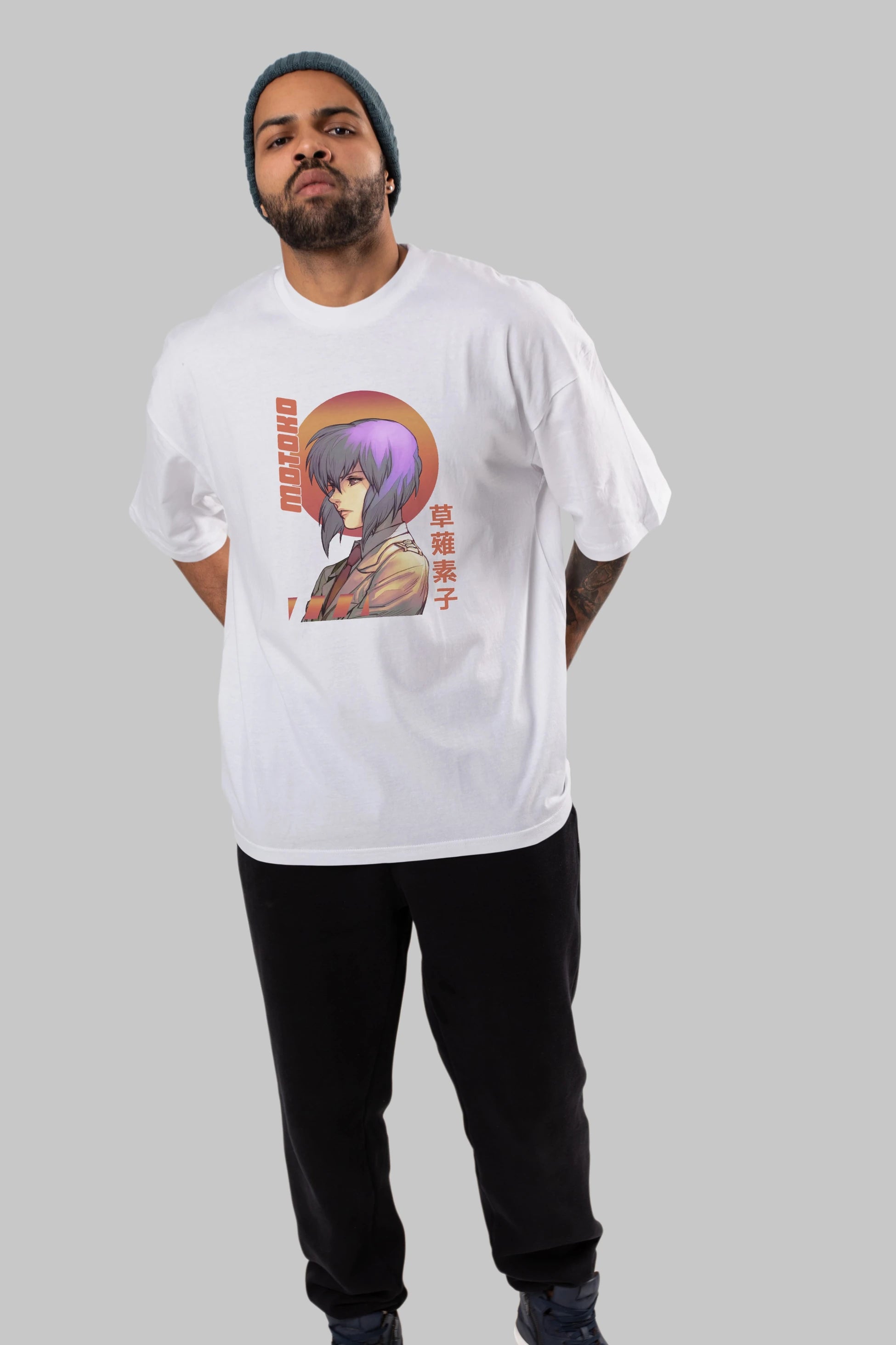 Motoko Kusanagi 10 Anime Ön Baskılı Oversize t-shirt %100 pamuk Erkek Kadın Unisex