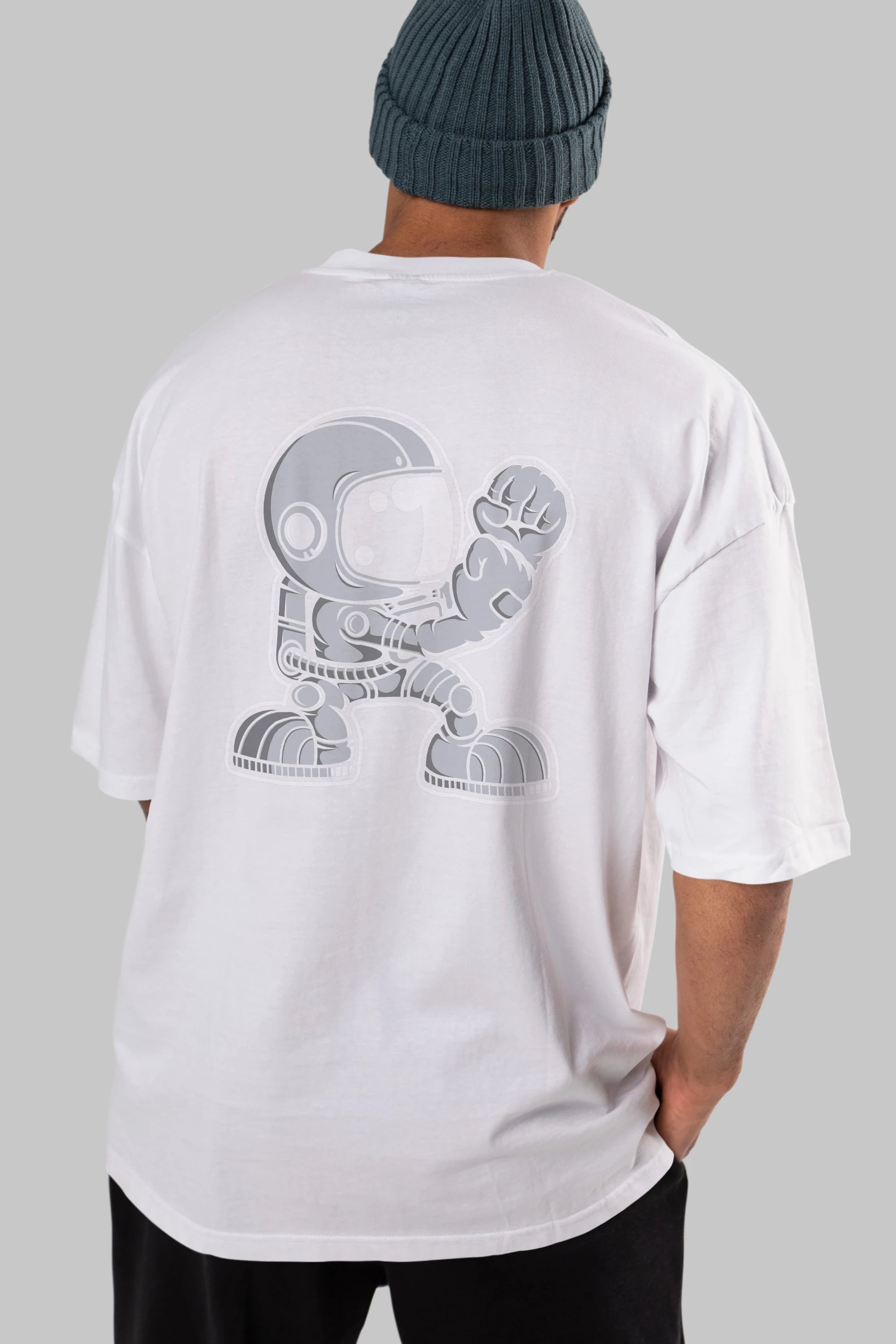 Astronaut Fighting Irish Arka Baskılı Oversize t-shirt Erkek Kadın Unisex