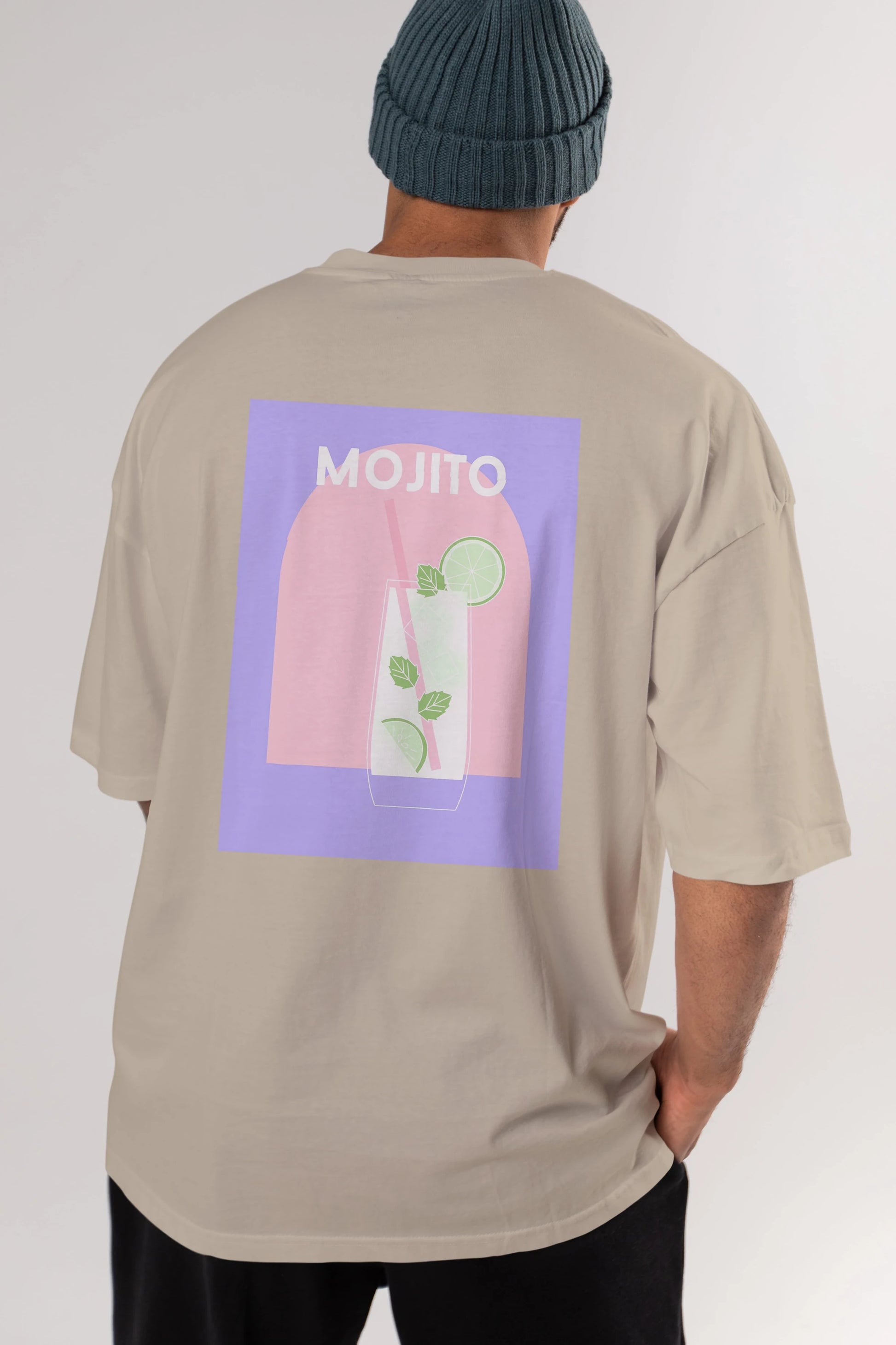 Mojito 2 Arka Baskılı Oversize t-shirt Erkek Kadın Unisex %100 Pamuk Bisiklet Yaka tişort