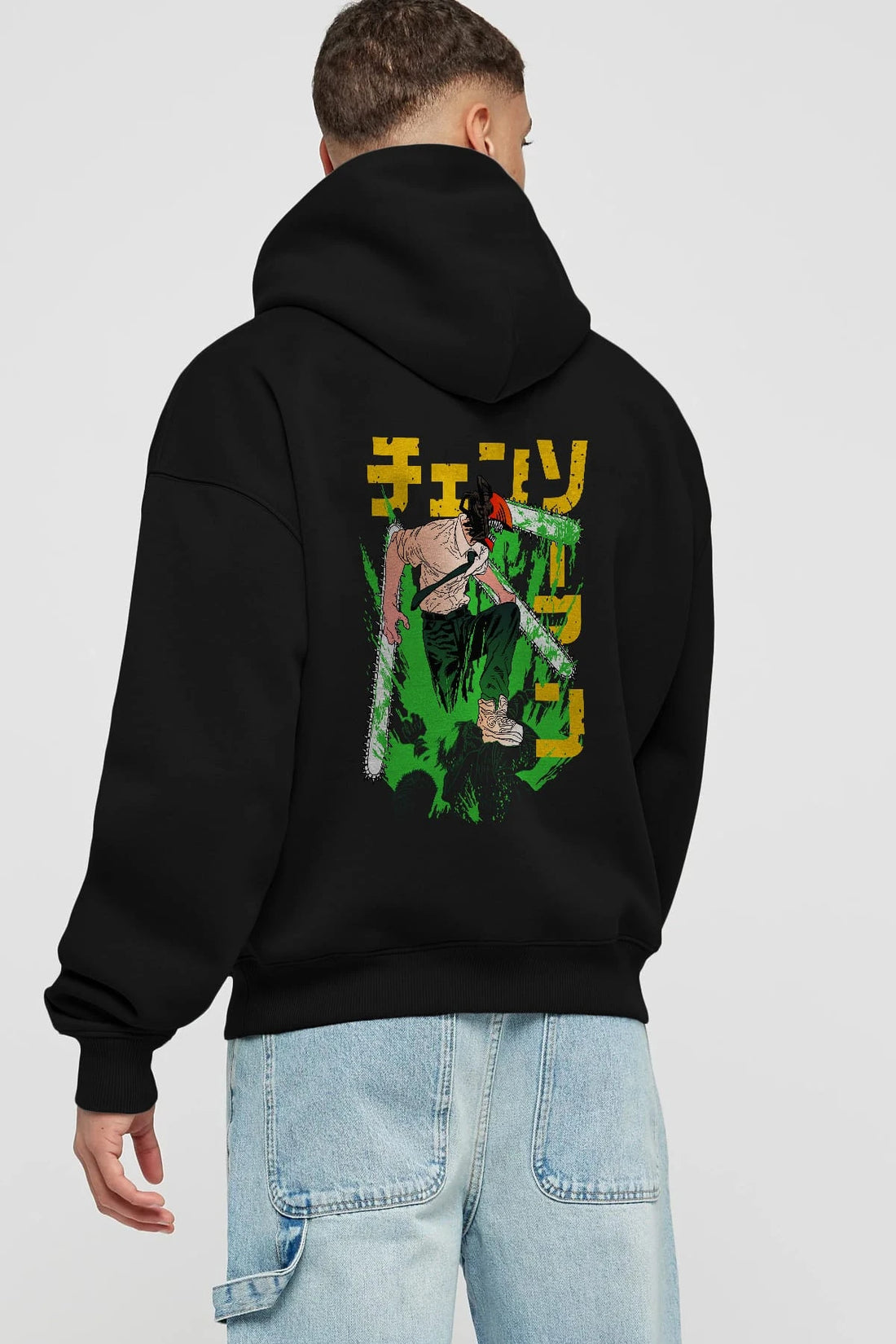 CHAINSAWMAN DENJI Anime Arka Baskılı Hoodie Oversize Kapüşonlu Sweatshirt Erkek Kadın Unisex