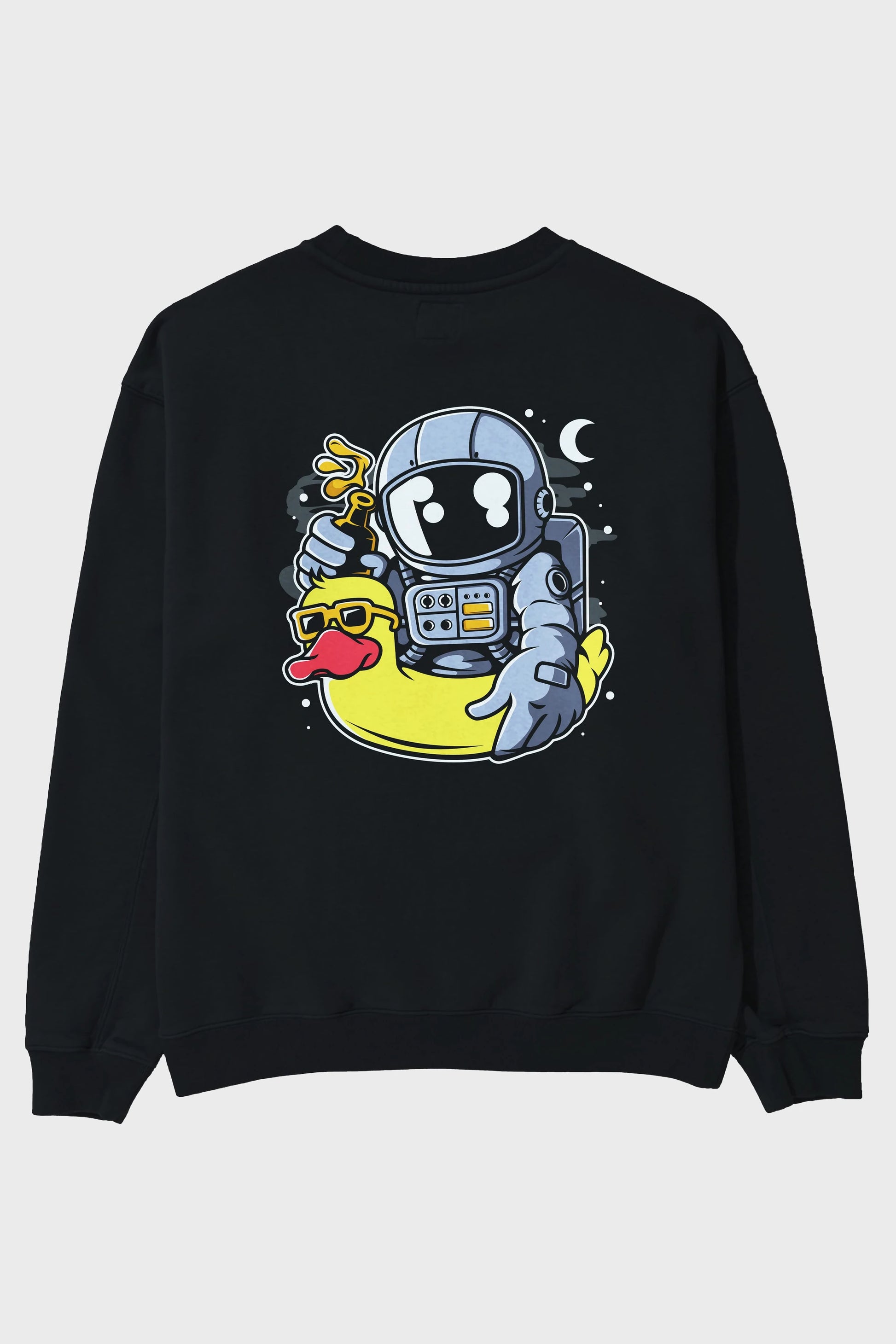Astronaut Duck Balloon Arka Baskılı Oversize Sweatshirt Erkek Kadın Unisex