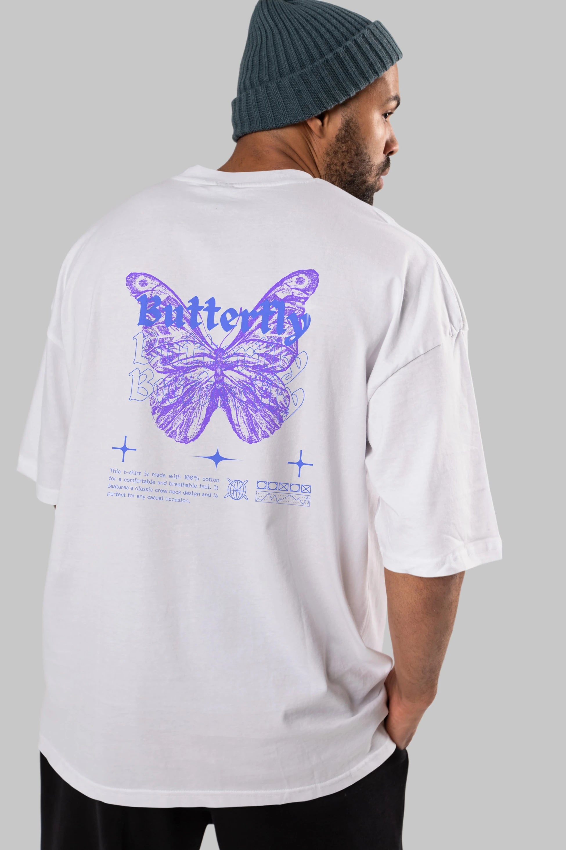 Butterfly Streetwear Arka Baskılı Oversize t-shirt Erkek Kadın Unisex