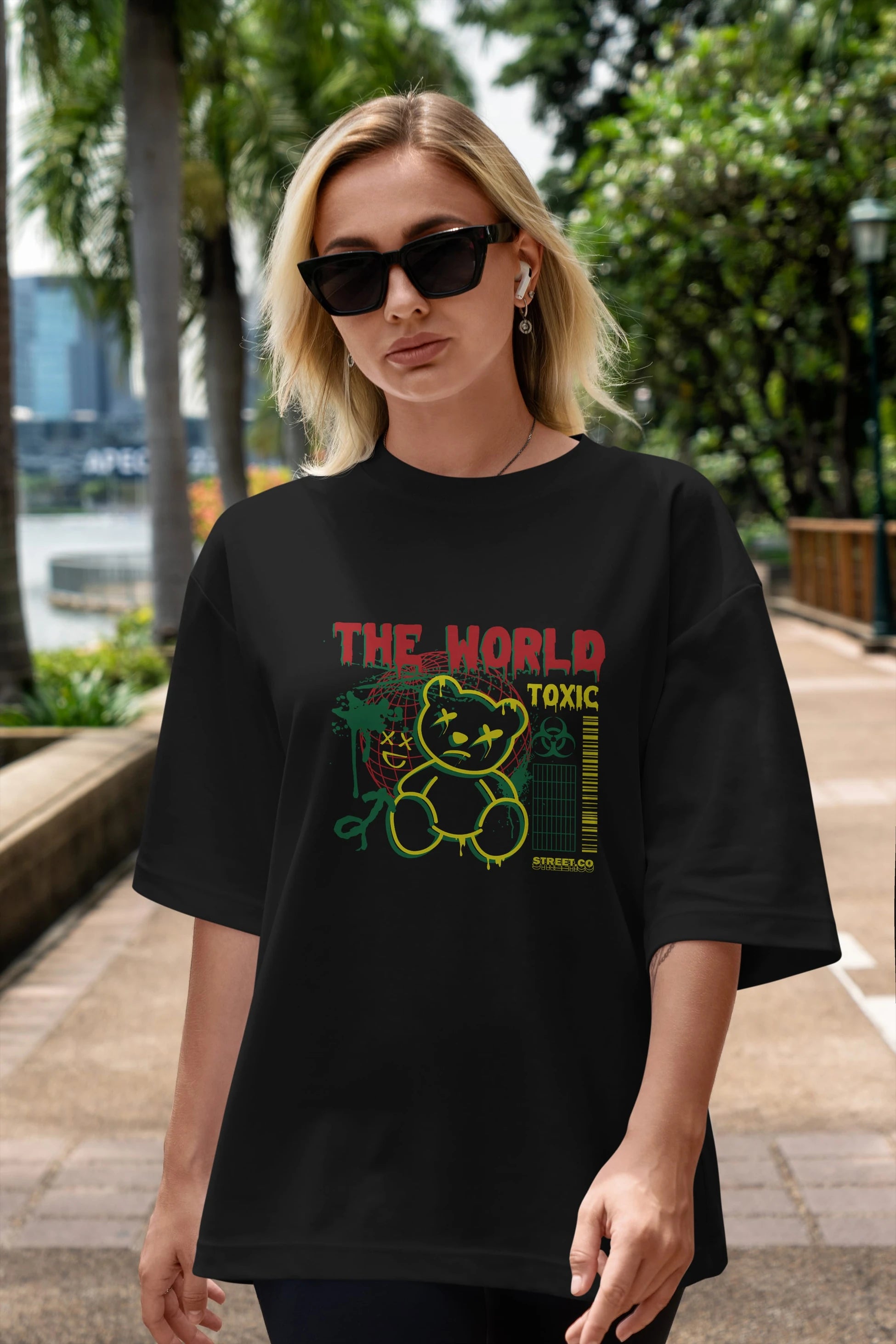 The World Toxic Bear Ön Baskılı Oversize t-shirt Erkek Kadın Unisex