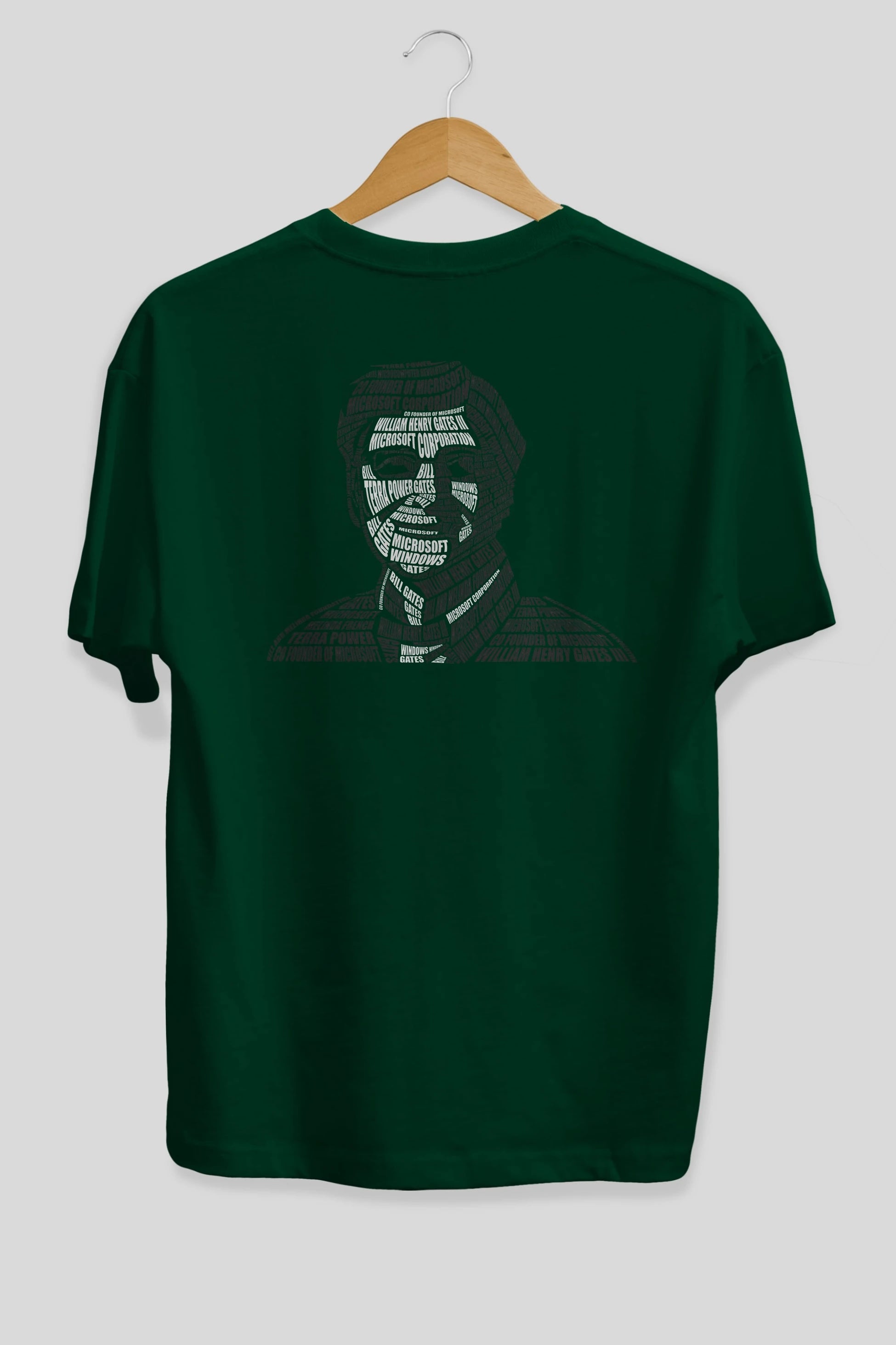 Bill Gates Calligram Arka Baskılı Oversize t-shirt %100 pamuk Erkek Kadın Unisex