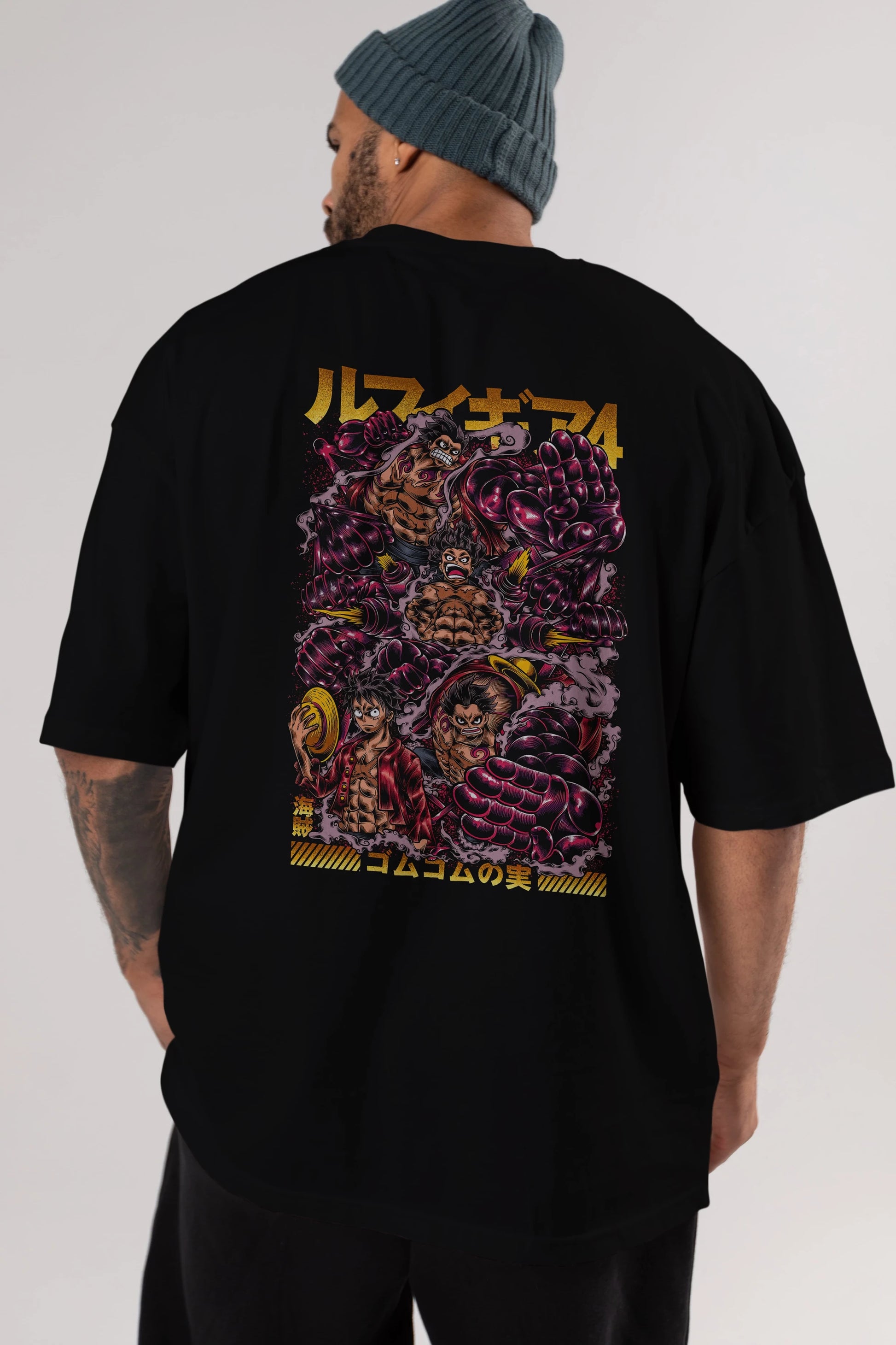 MONKEY D. LUFFY (2) Anime Arka Baskılı Oversize t-shirt Erkek Kadın Unisex