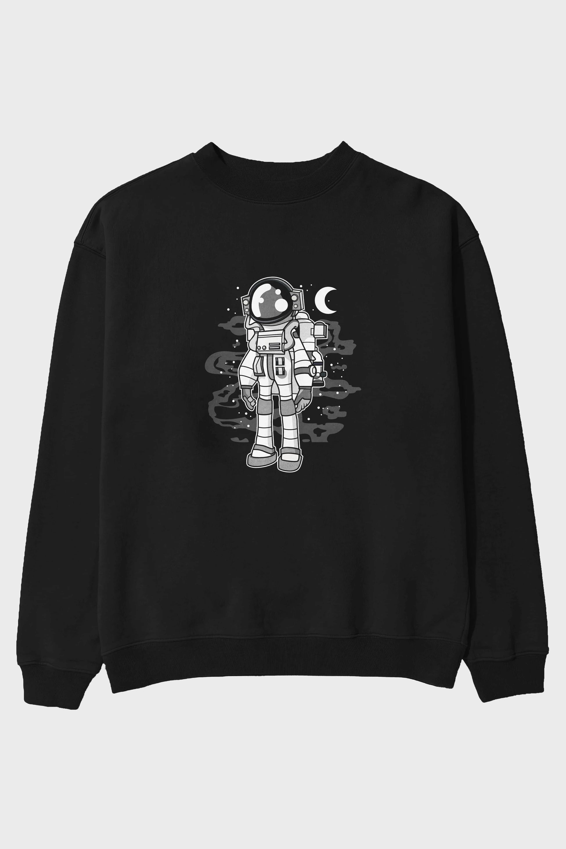 Astronaut Stand Ön Baskılı Oversize Sweatshirt Erkek Kadın Unisex