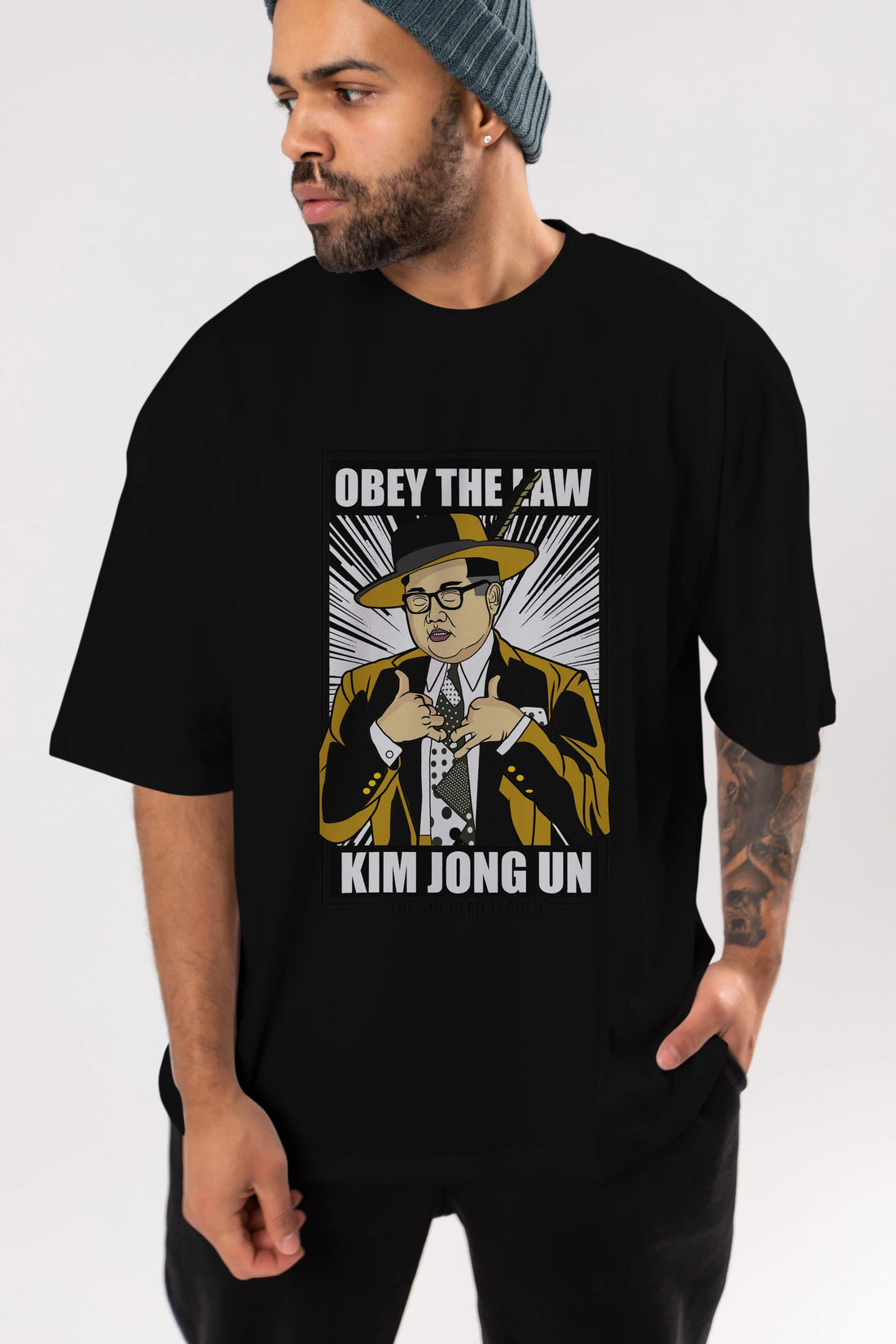 The Mask Jong Un Ön Baskılı Oversize t-shirt Erkek Kadın Unisex %100 Pamuk tişort