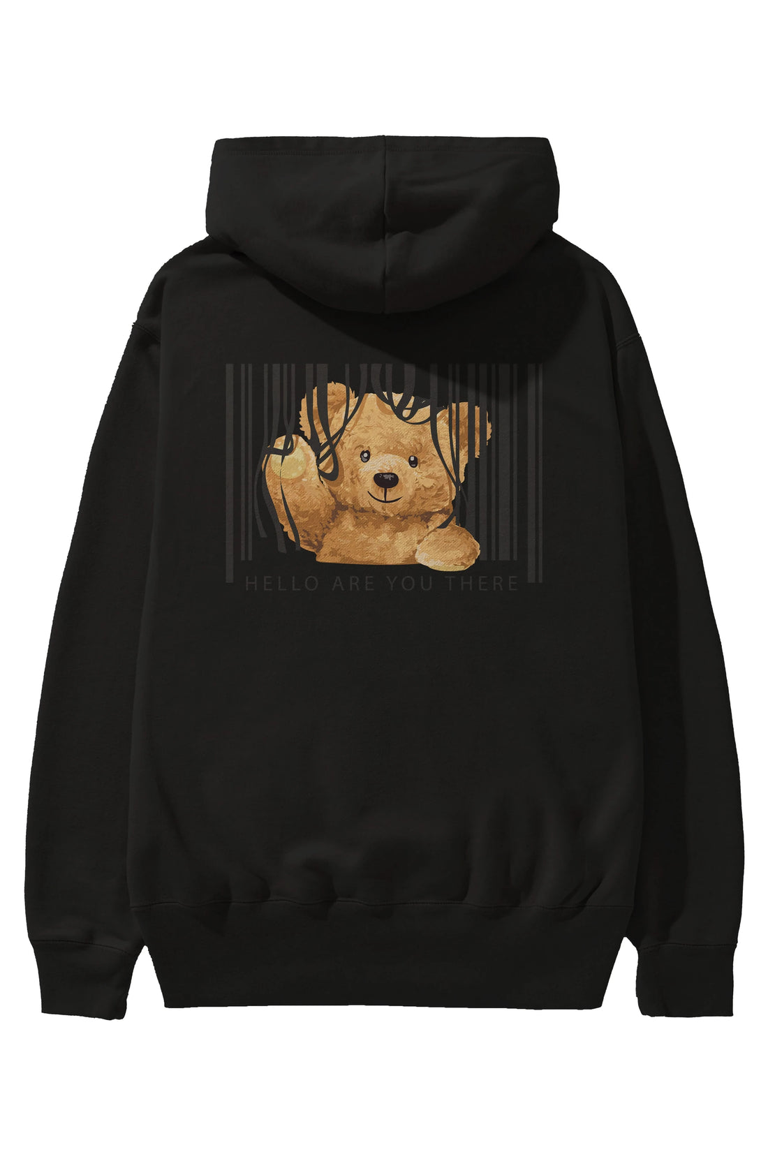 Teddy Bear Hello Arka Baskılı Hoodie Oversize Kapüşonlu Sweatshirt Erkek Kadın Unisex