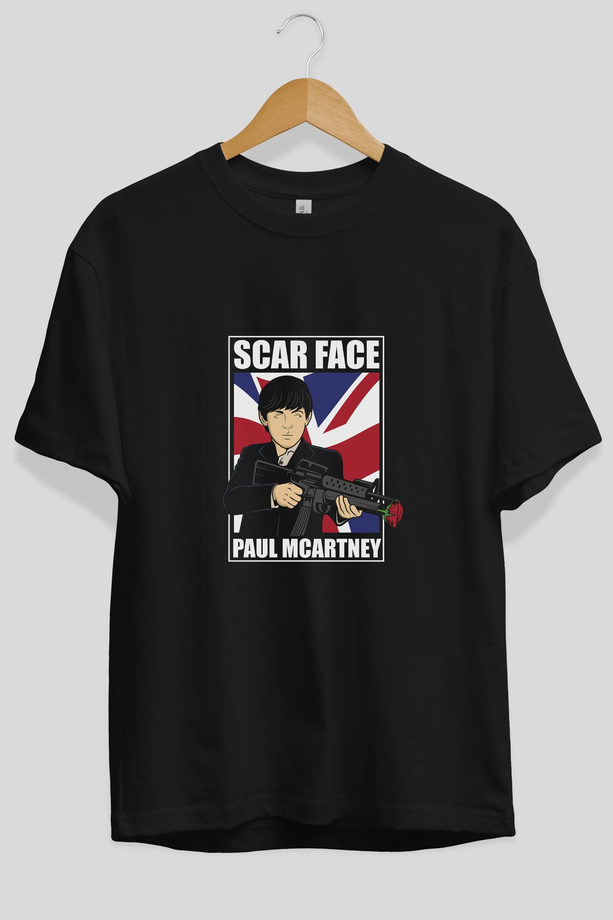 Paul Mccartney Scar Face Ön Baskılı Oversize t-shirt Erkek Kadın Unisex %100 Pamuk tişort