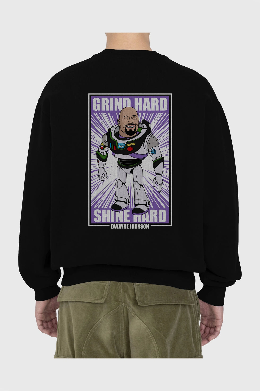Dwayne Johnson Buzz Lightyear Arka Baskılı Oversize Sweatshirt Erkek Kadın Unisex