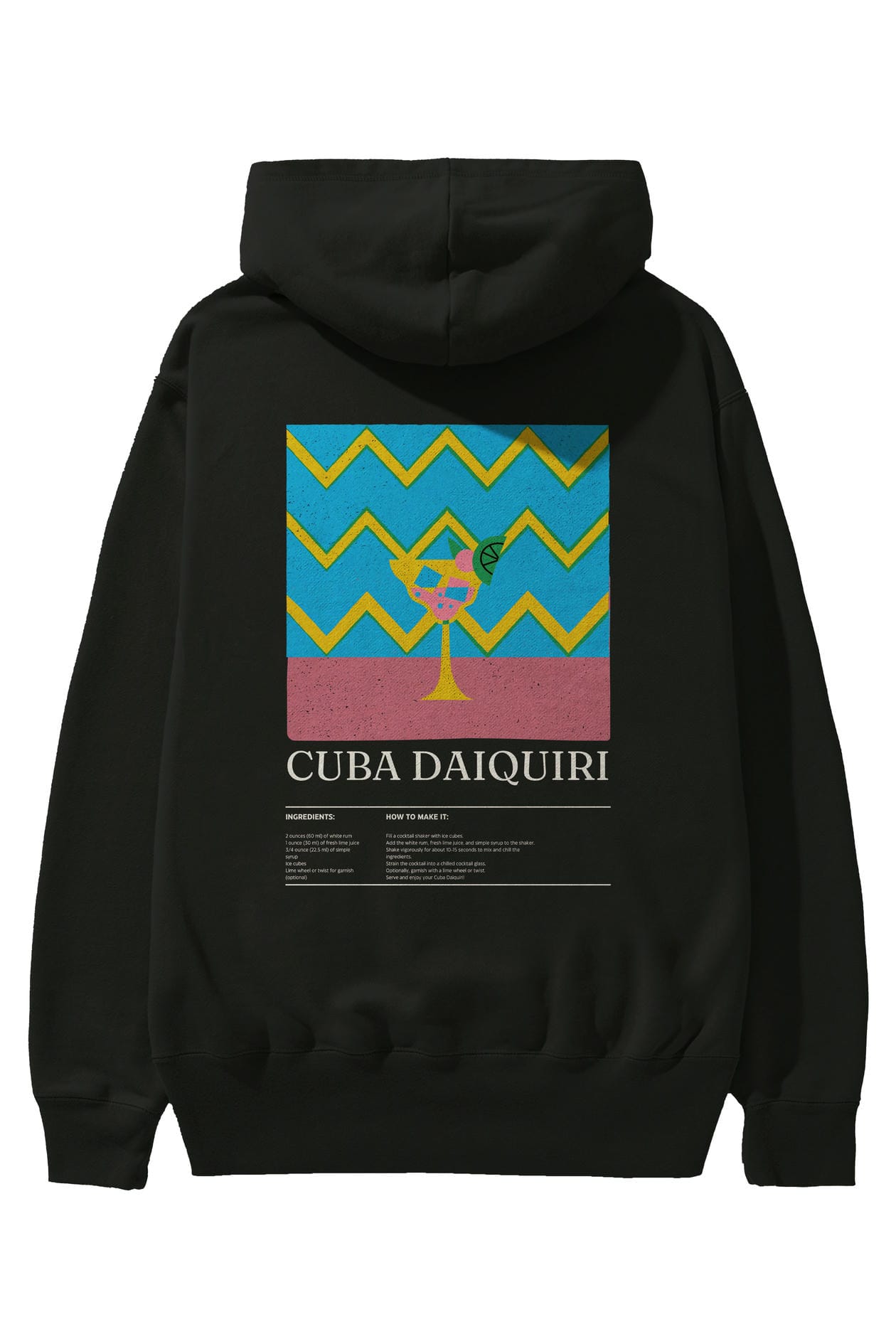 Cuba Daiquiri Kokteyl Arka Baskılı Hoodie Oversize Kapüşonlu Sweatshirt Erkek Kadın