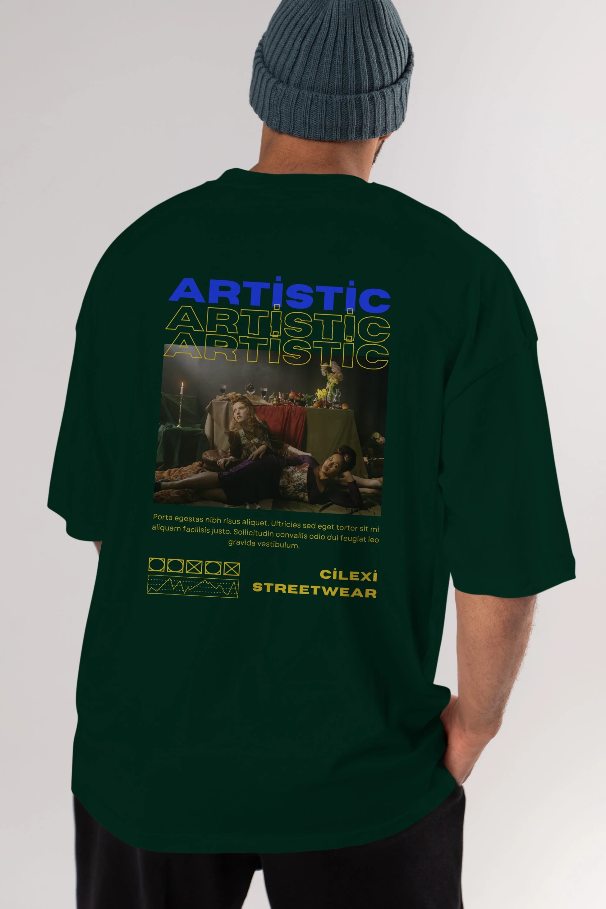 Artistic Yazılı Streetwear Arka Baskılı Oversize t-shirt Erkek Kadın Unisex