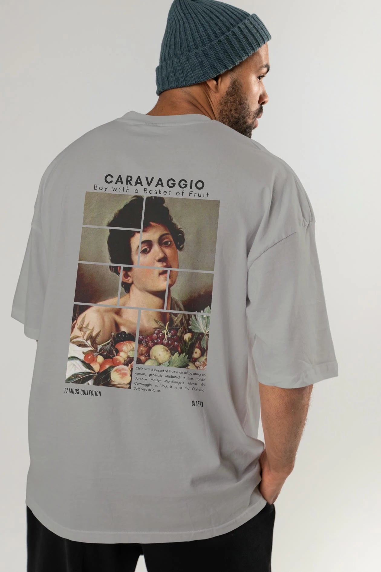 Caravaggio Boy Arka Baskılı Oversize t-shirt Erkek Kadın Bisiklet Yaka Pamuk tişort