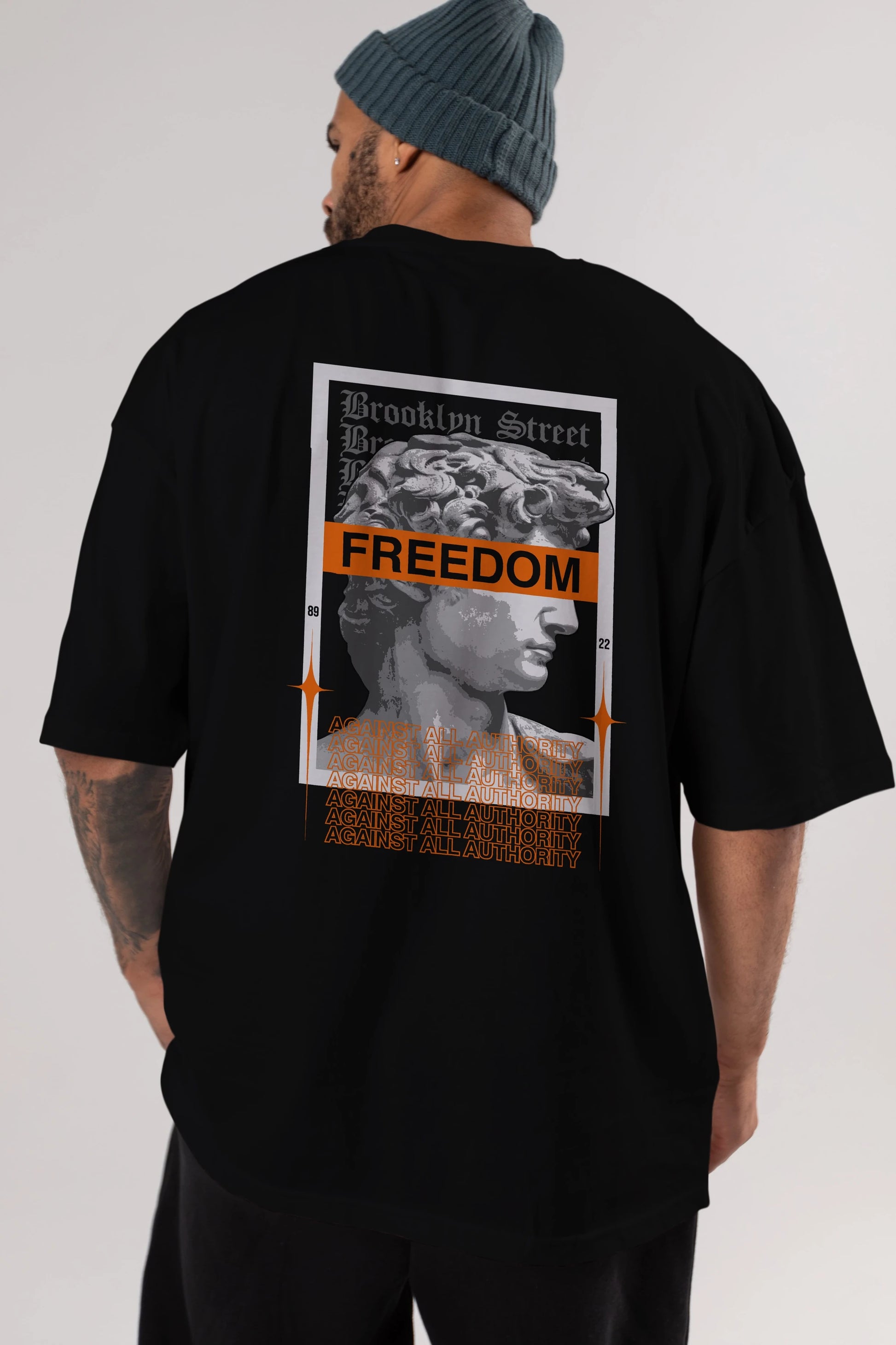 Brooklyn Street Arka Baskılı Oversize t-shirt Erkek Kadın Unisex