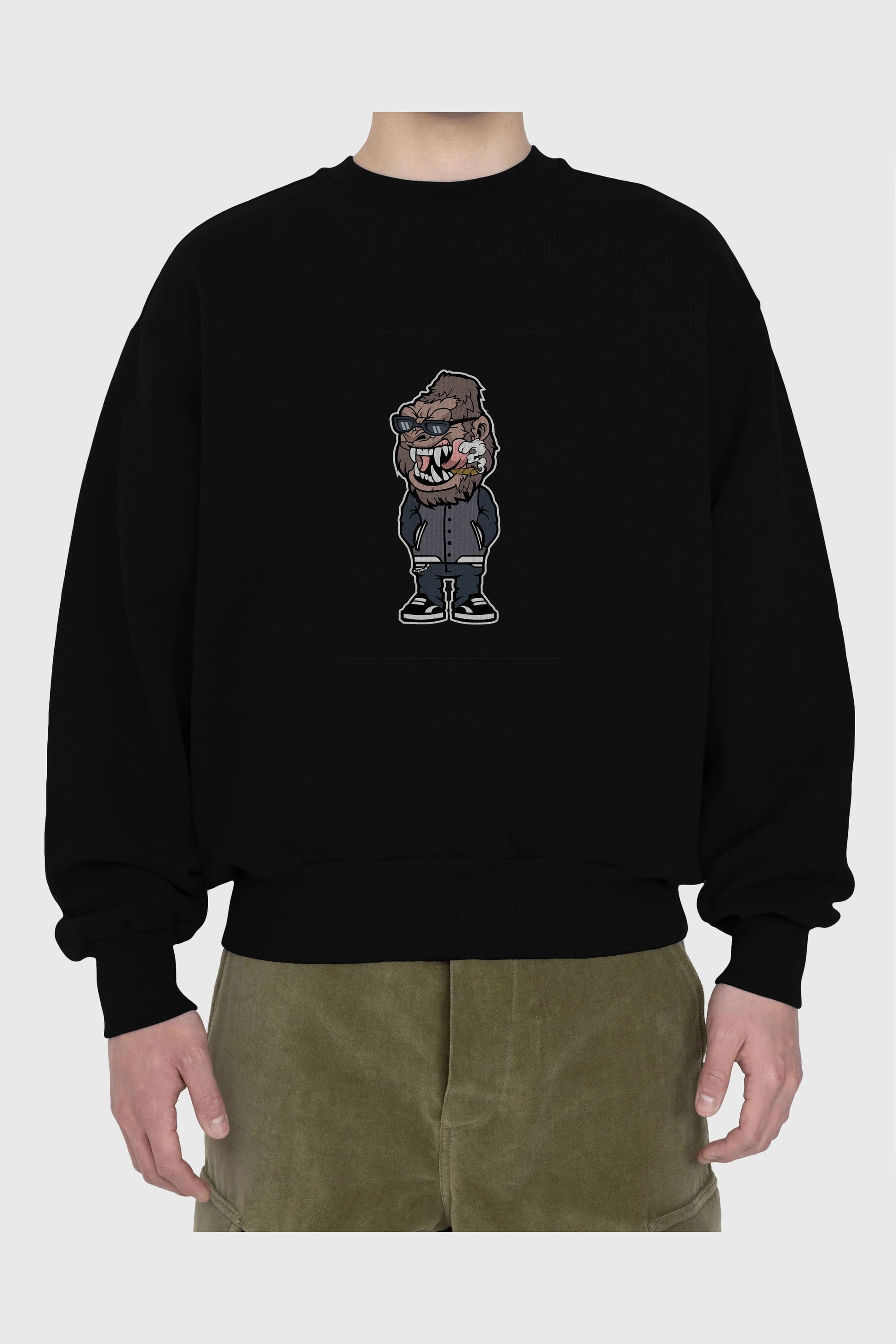 Gorilla Street Style Ön Baskılı Oversize Sweatshirt Erkek Kadın Unisex