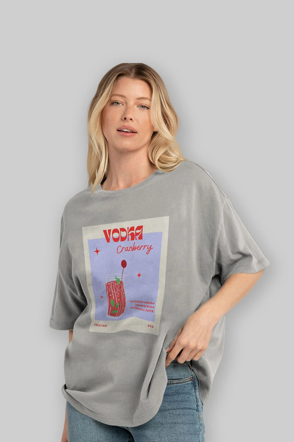 Vodka Cranberry Ön Baskılı Oversize t-shirt Erkek Kadın Unisex %100 Pamuk Bisiklet Yaka tişort