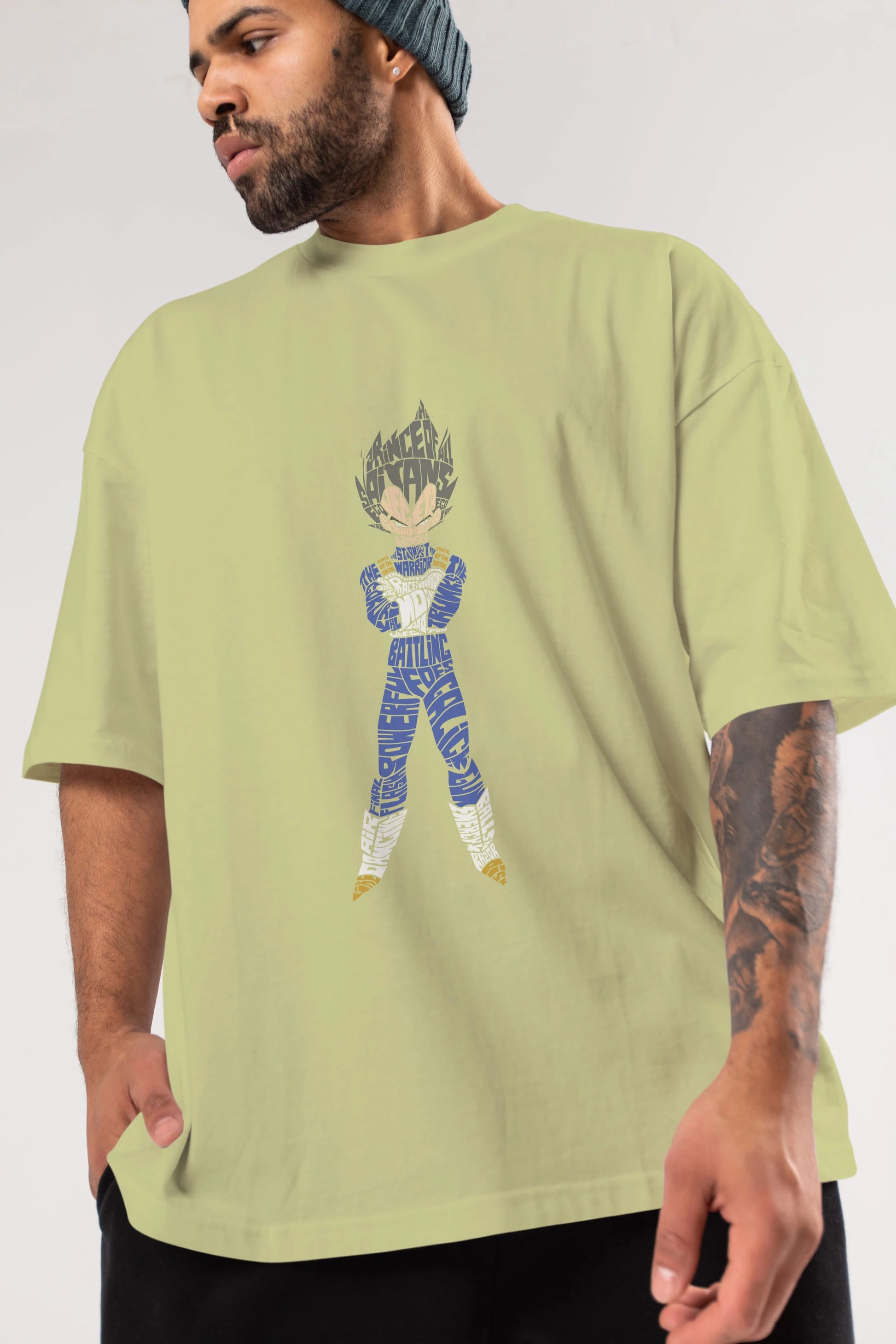Vegeta Ön Baskılı Oversize t-shirt %100 pamuk Erkek Kadın Unisex