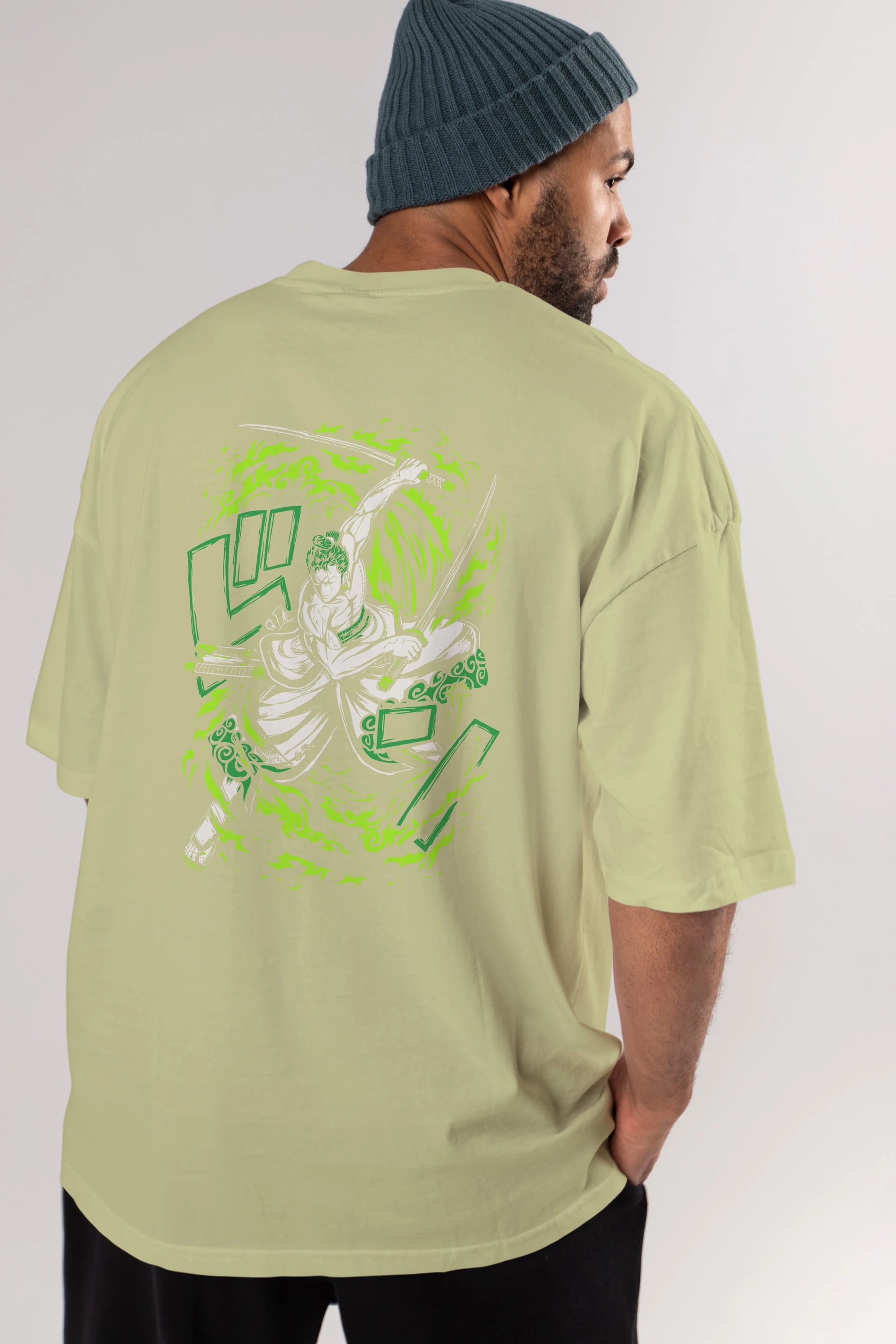 ZORO-ONE PIECE (2) Anime Arka Baskılı Oversize t-shirt Erkek Kadın Unisex