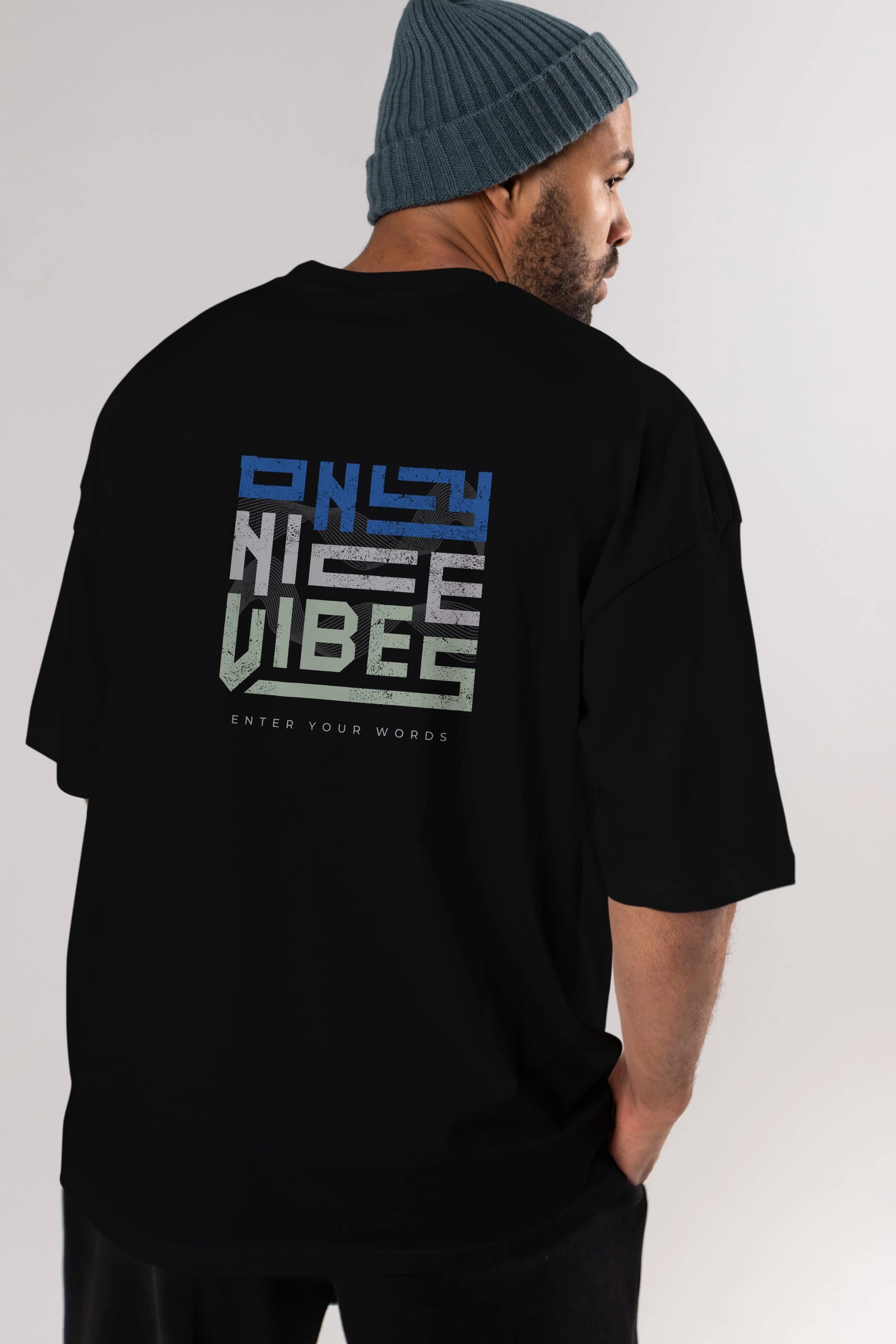 Only Nice Vibes Arka Baskılı Oversize t-shirt Erkek Kadın Unisex