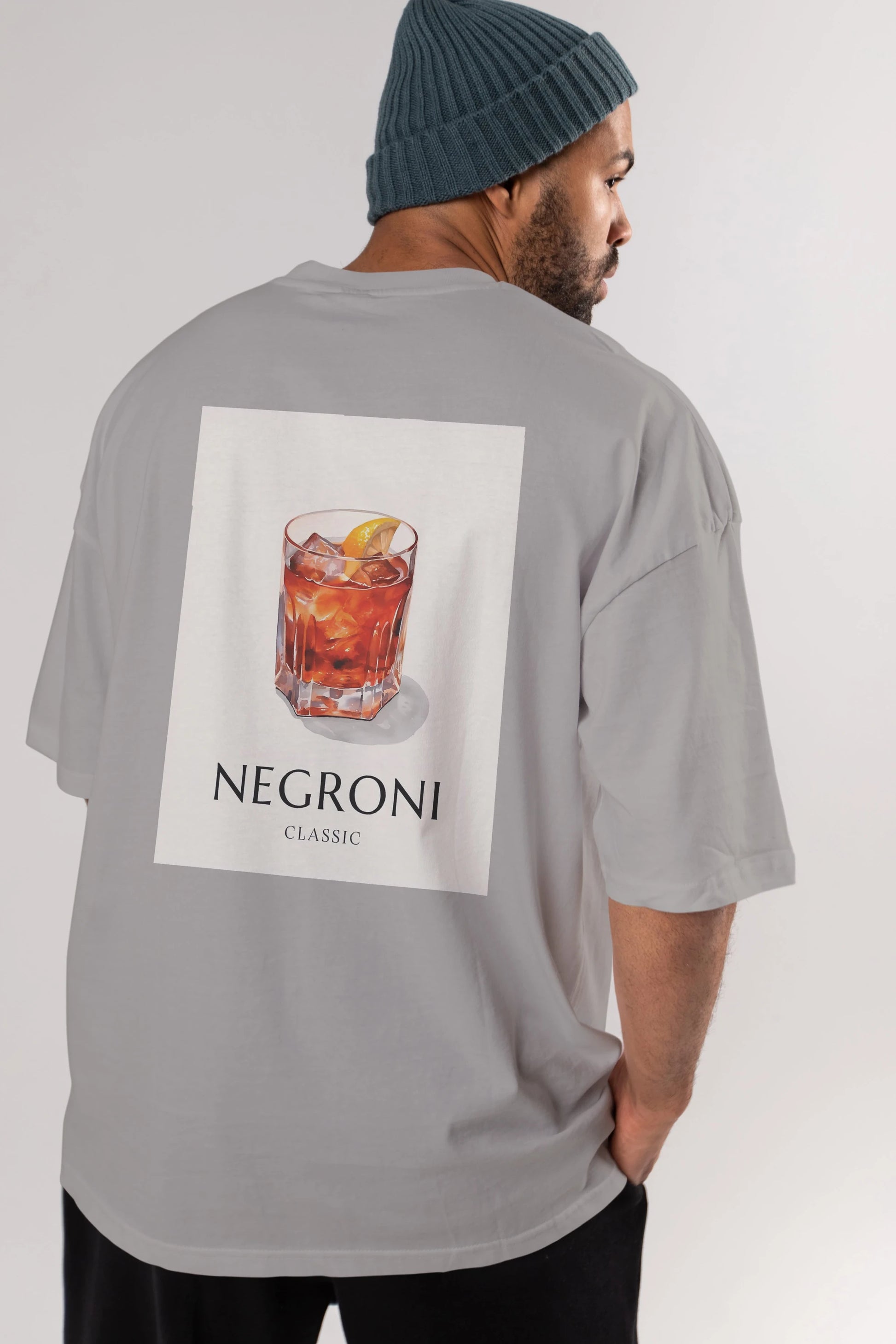 Negroni Classic Arka Baskılı Oversize t-shirt Erkek Kadın Unisex %100 Pamuk Bisiklet Yaka tişort