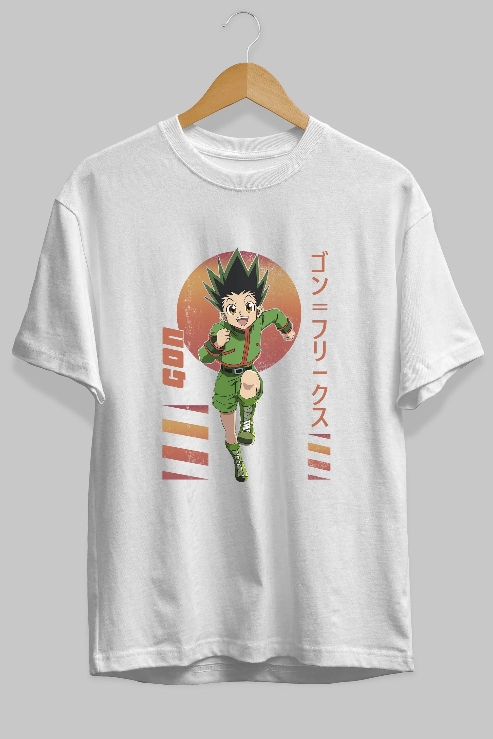 Gon Freecss HUNTER X HUNTER 2 Anime Ön Baskılı Oversize t-shirt %100 pamuk Erkek Kadın Unisex