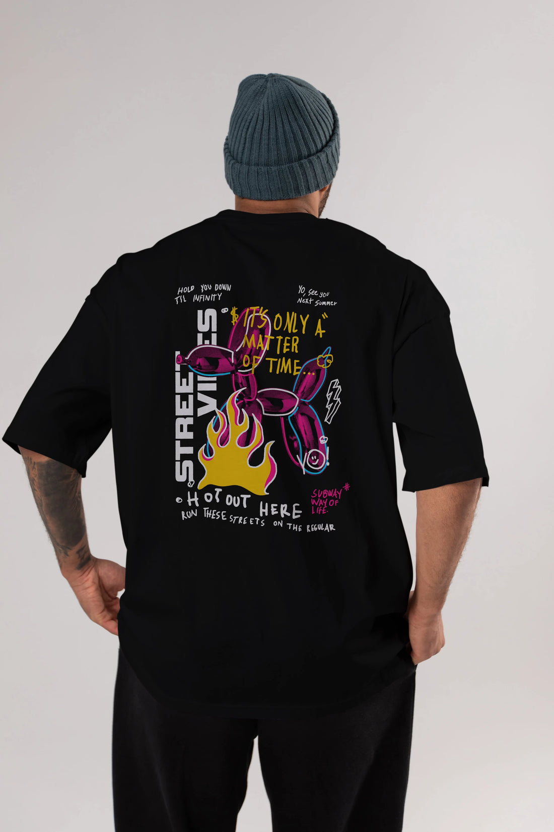 Street Vibes Arka Baskılı Oversize t-shirt Erkek Kadın Unisex