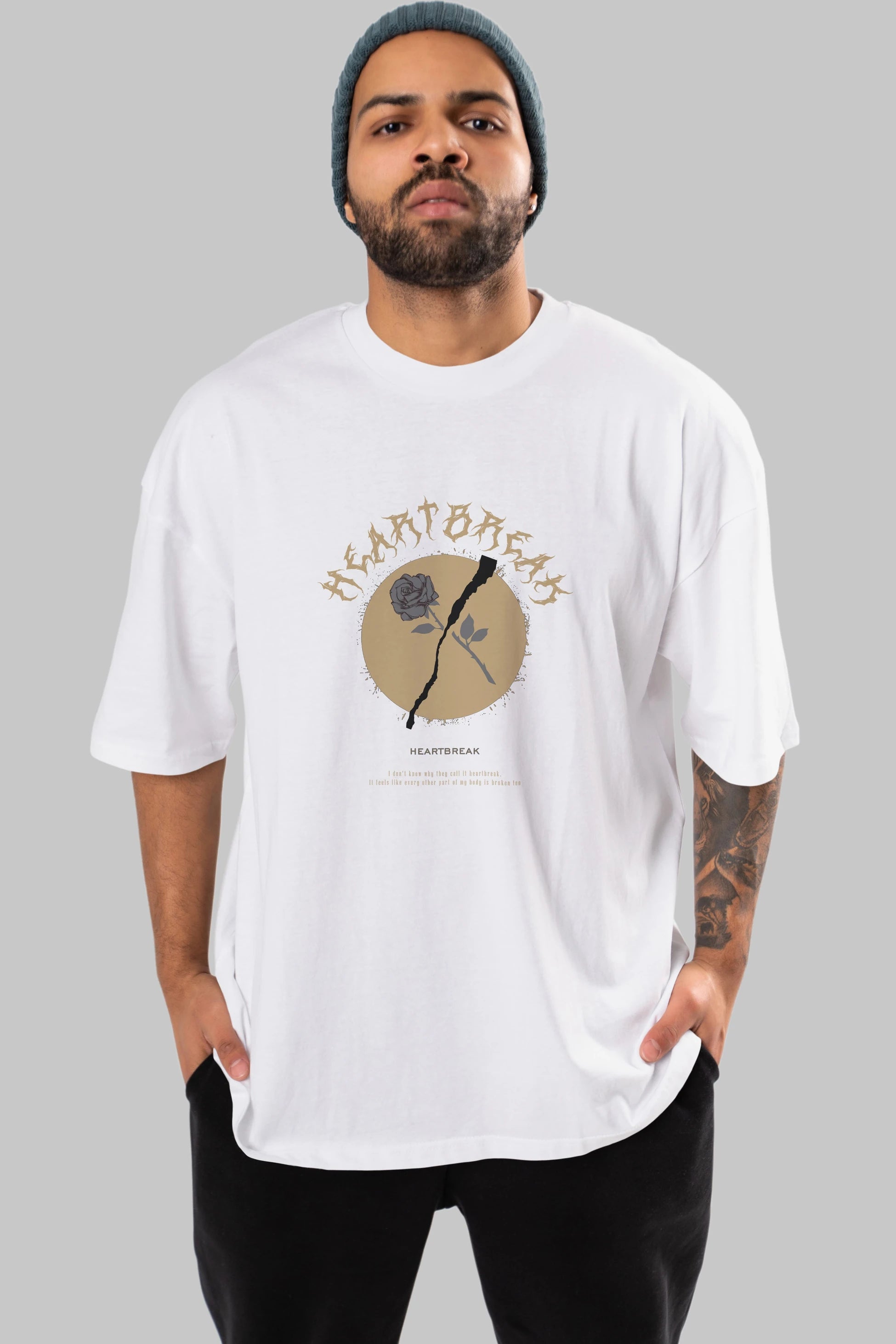 Heartbreak Ön Baskılı Oversize t-shirt Erkek Kadın Unisex