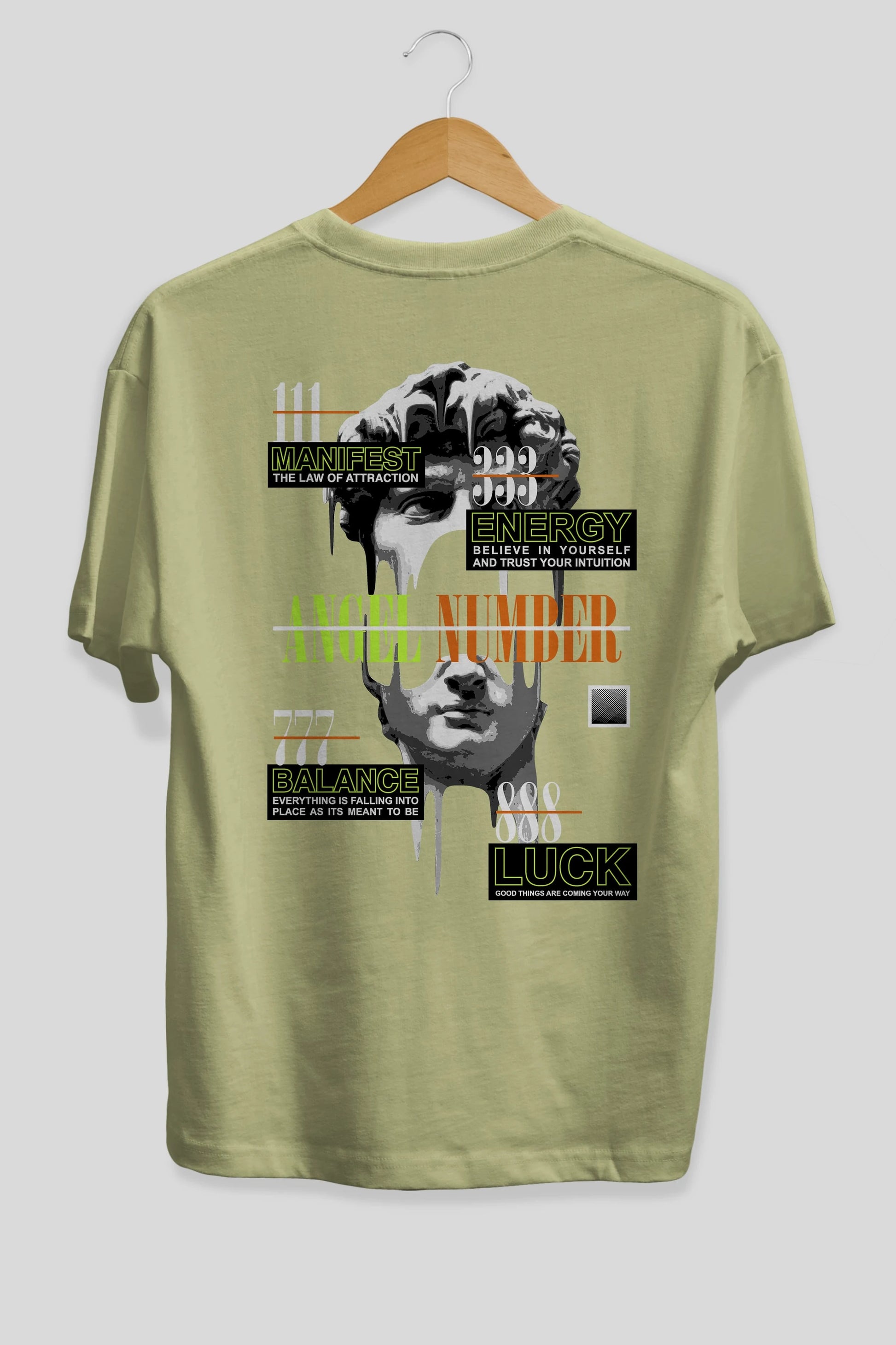 Angel Number Arka Baskılı Oversize t-shirt Erkek Kadın Unisex