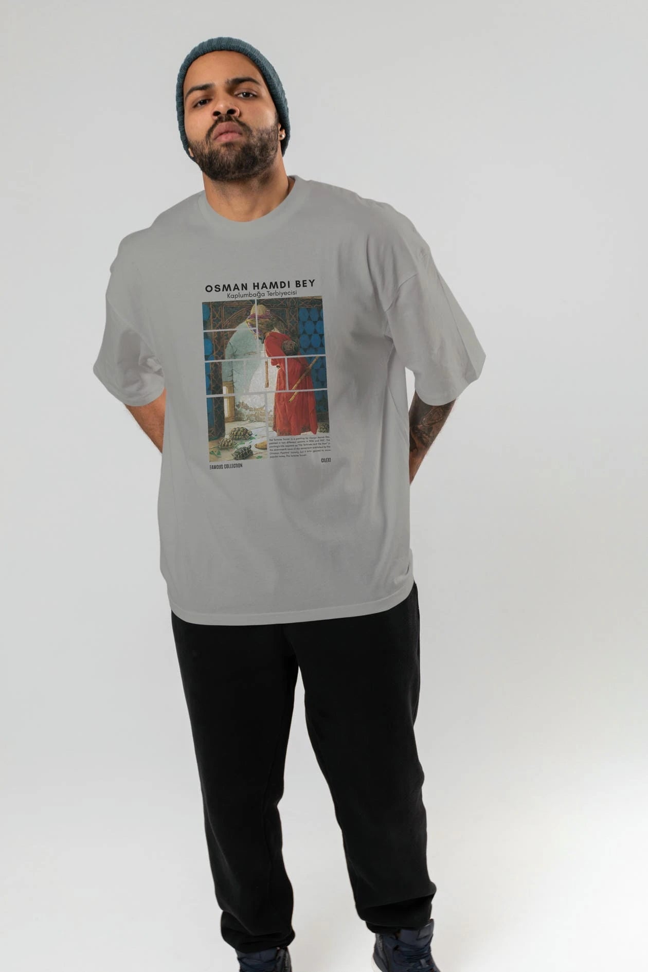 Osman Hamdi Bey ön Baskılı Oversize t-shirt Erkek Kadın Bisiklet Yaka Pamuk tişort