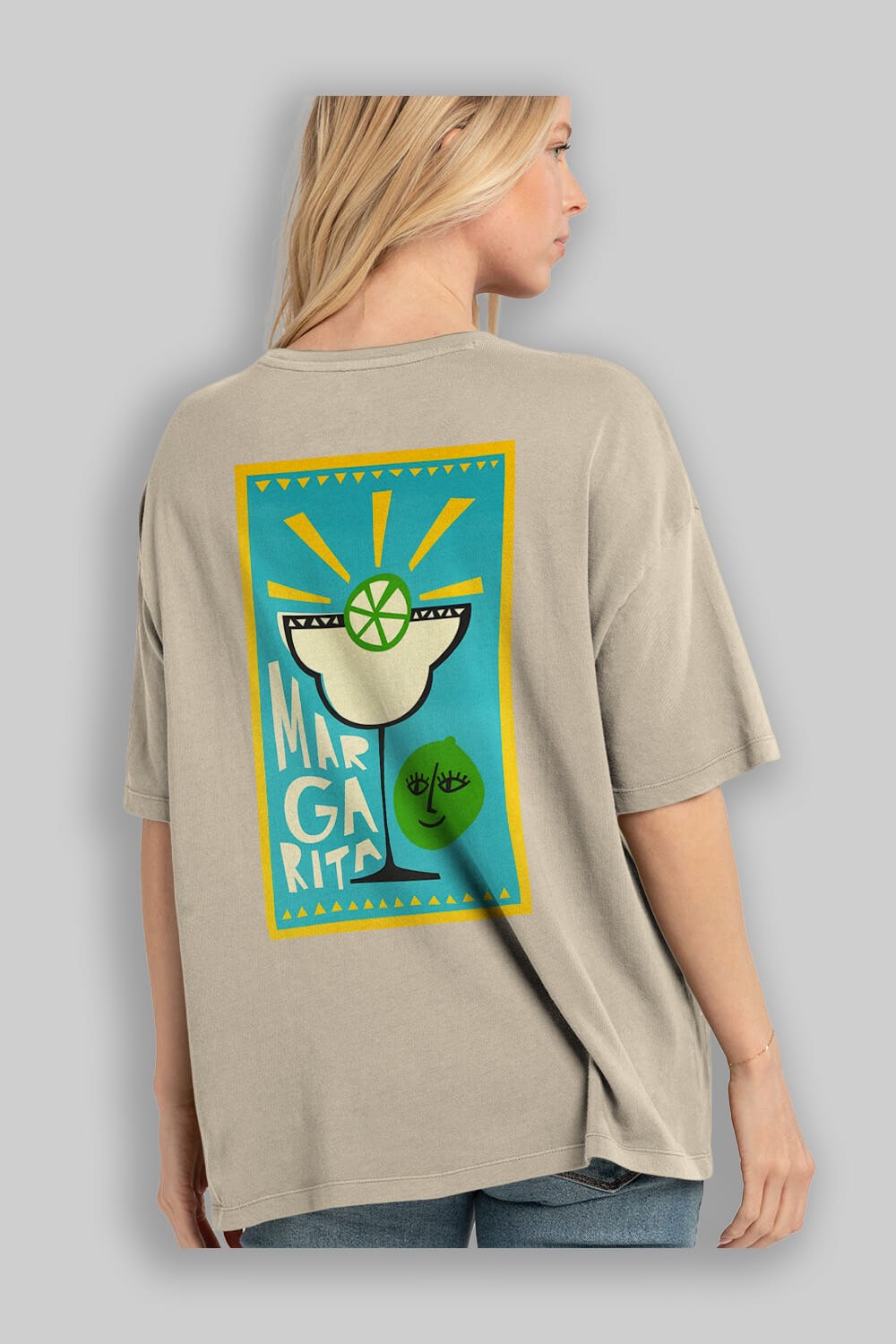 Margarita 4 Arka Baskılı Oversize t-shirt Erkek Kadın Unisex %100 Pamuk Bisiklet Yaka tişort