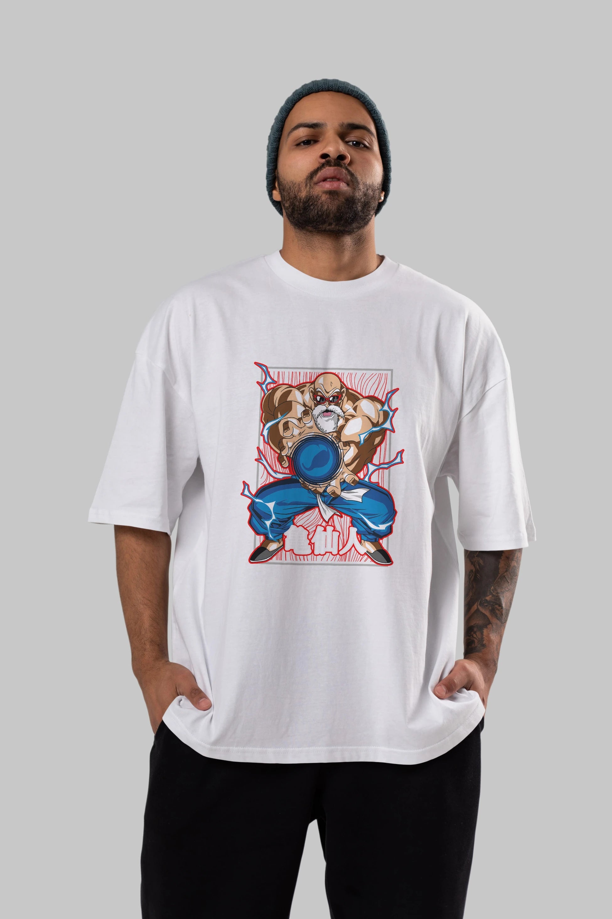 DragonBall MaestroRoshi Anime Ön Baskılı Oversize t-shirt %100 pamuk Erkek Kadın Unisex