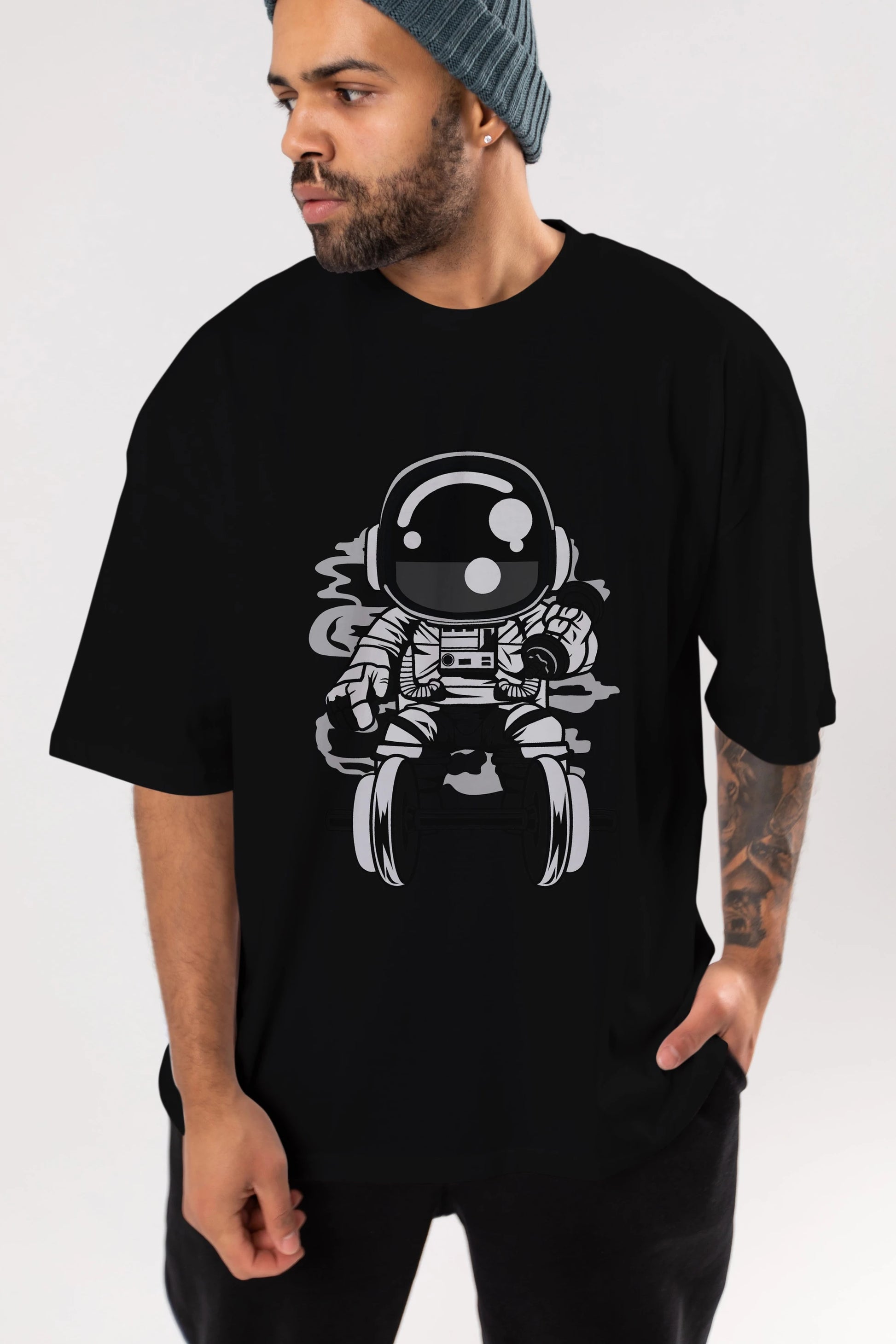 Astronaut Gym Ön Baskılı Oversize t-shirt Erkek Kadın Unisex