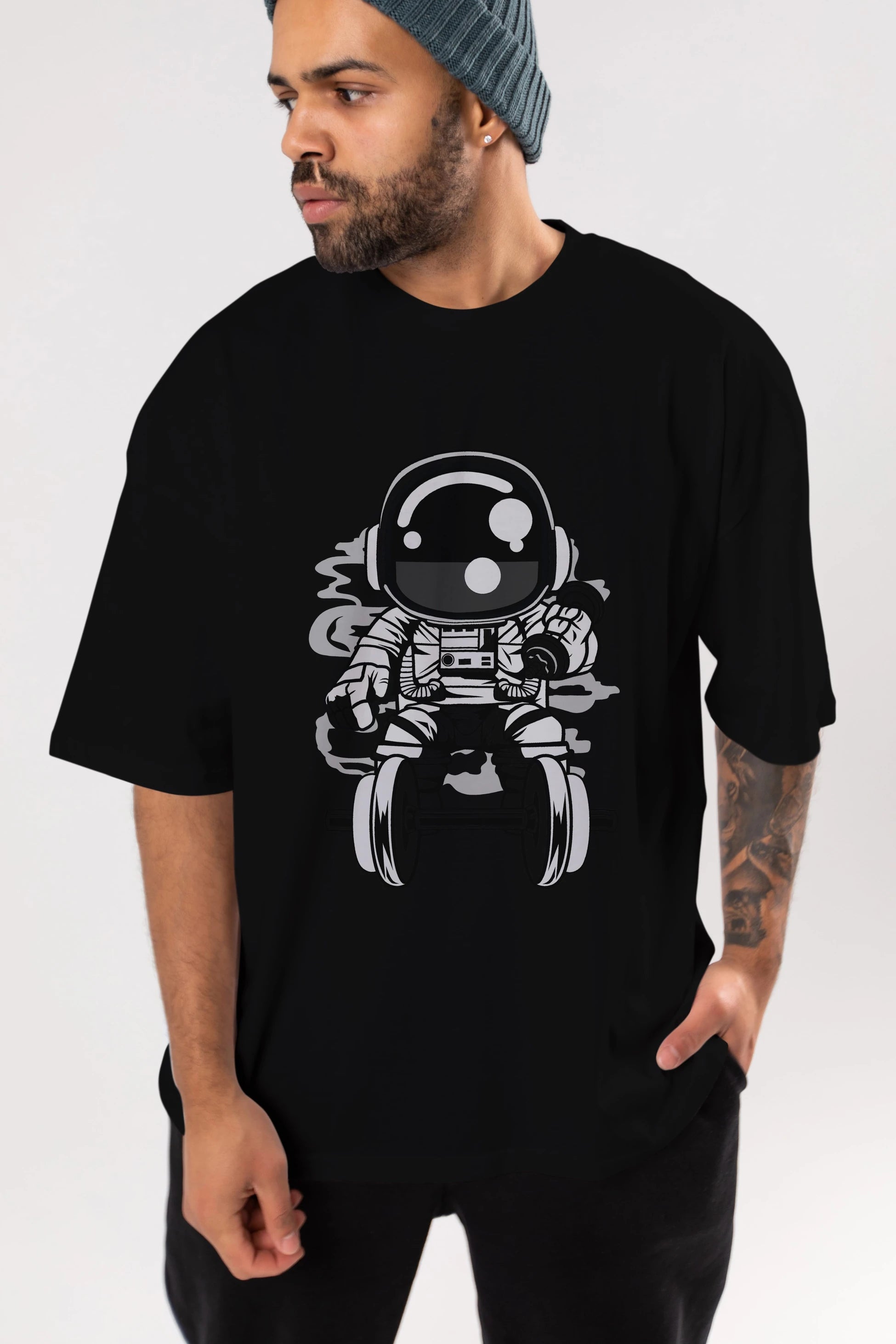 Astronaut Gym Ön Baskılı Oversize t-shirt Erkek Kadın Unisex