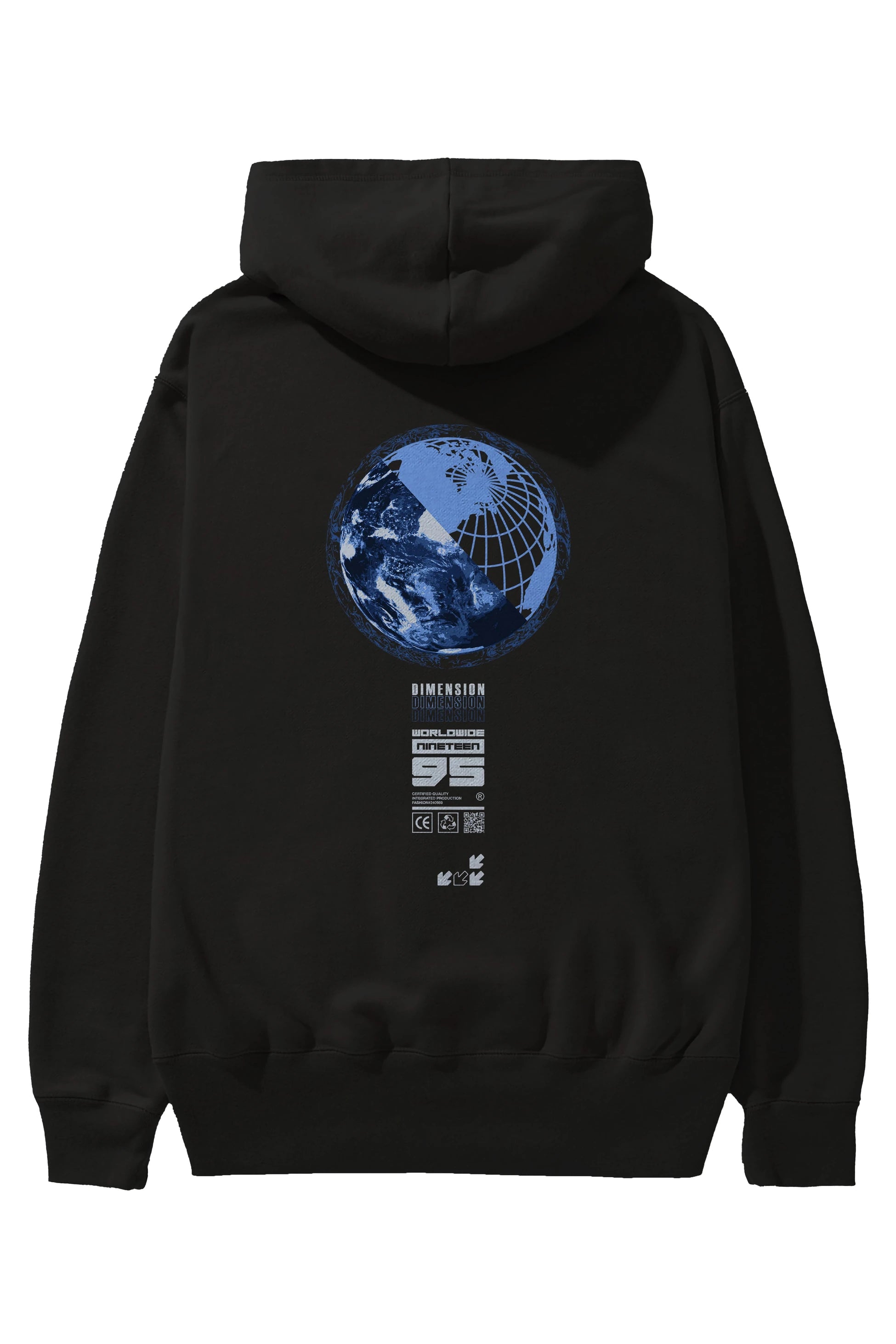 Dimension 95 Arka Baskılı Hoodie Oversize Kapüşonlu Sweatshirt Erkek Kadın Unisex