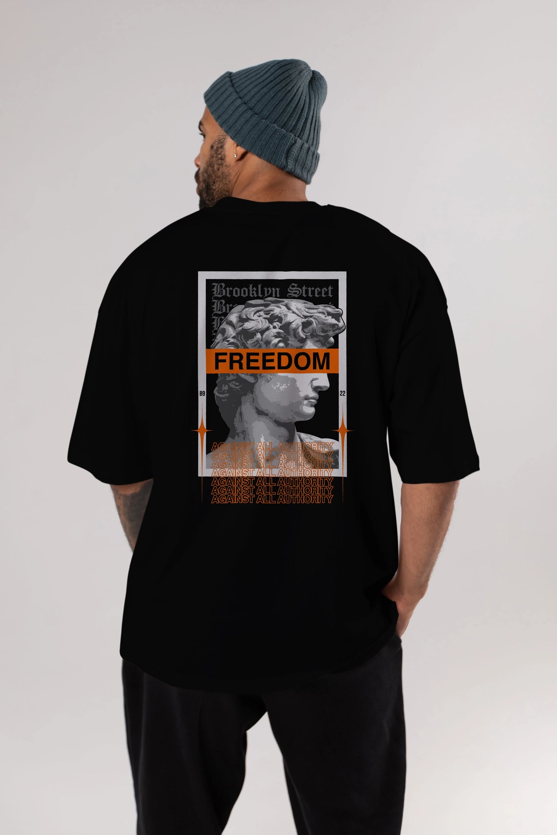 Brooklyn Street Arka Baskılı Oversize t-shirt Erkek Kadın Unisex
