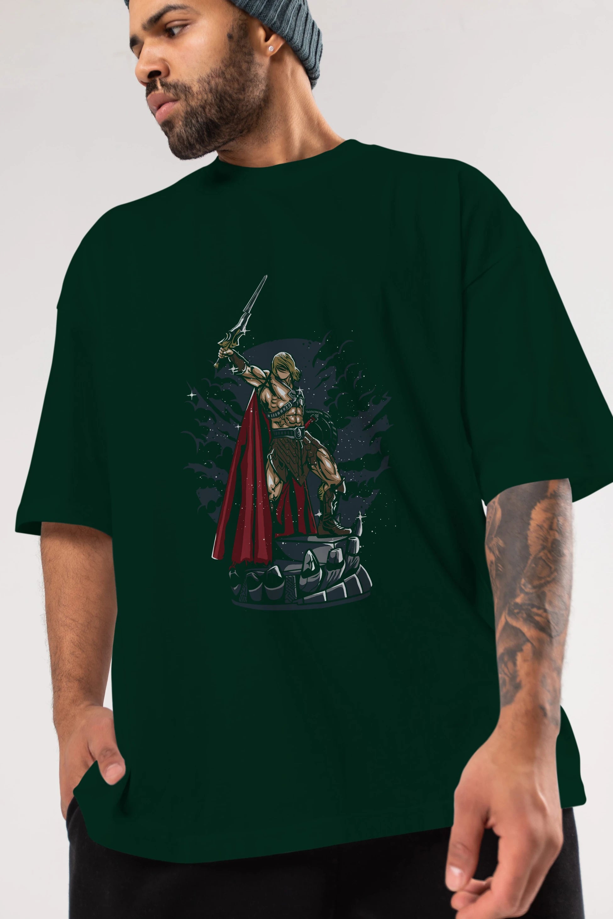 Warrior Ön Baskılı Oversize t-shirt Erkek Kadın Unisex %100 Pamuk tişort