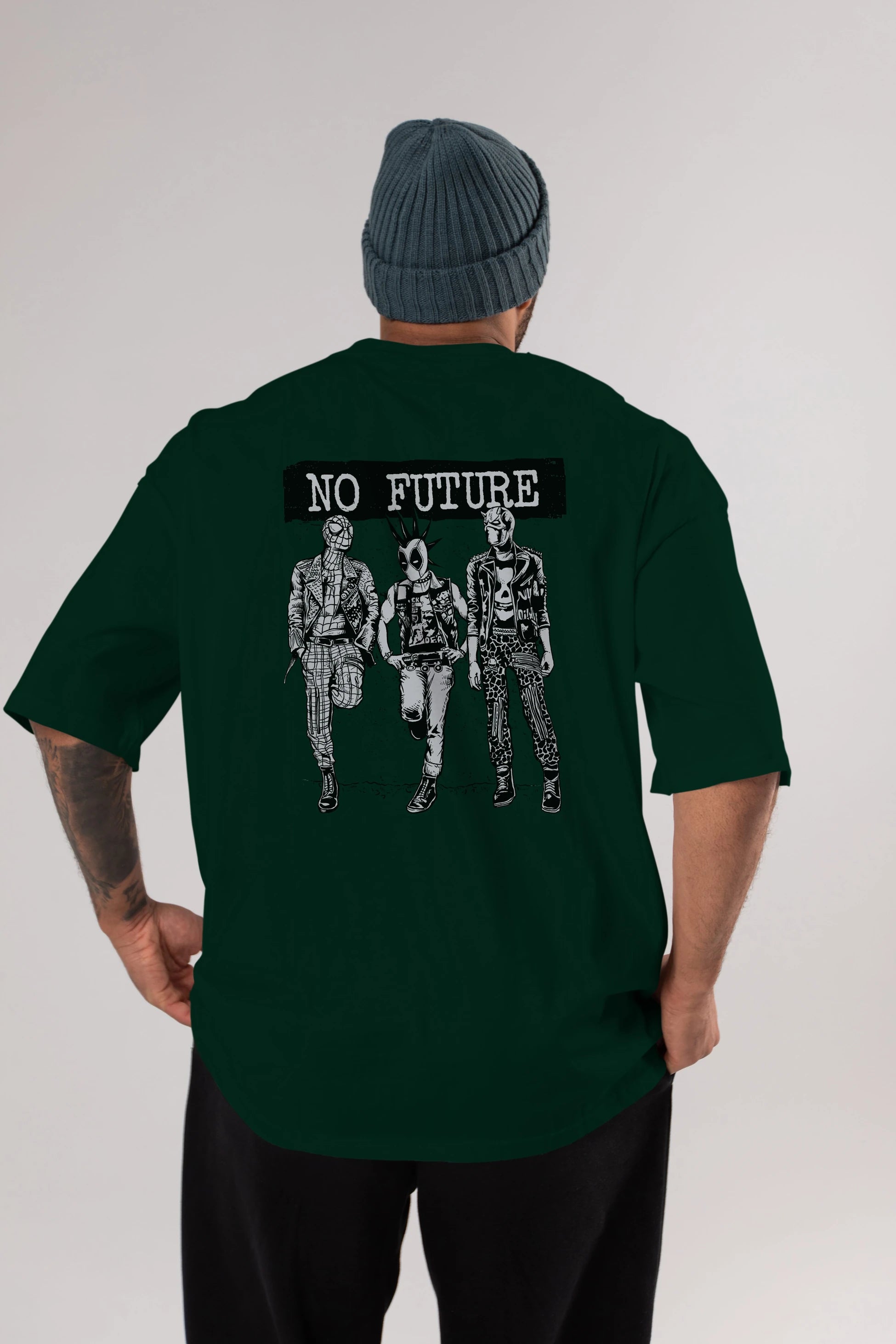 No Future Arka Baskılı Oversize t-shirt Erkek Kadın Unisex %100 Pamuk