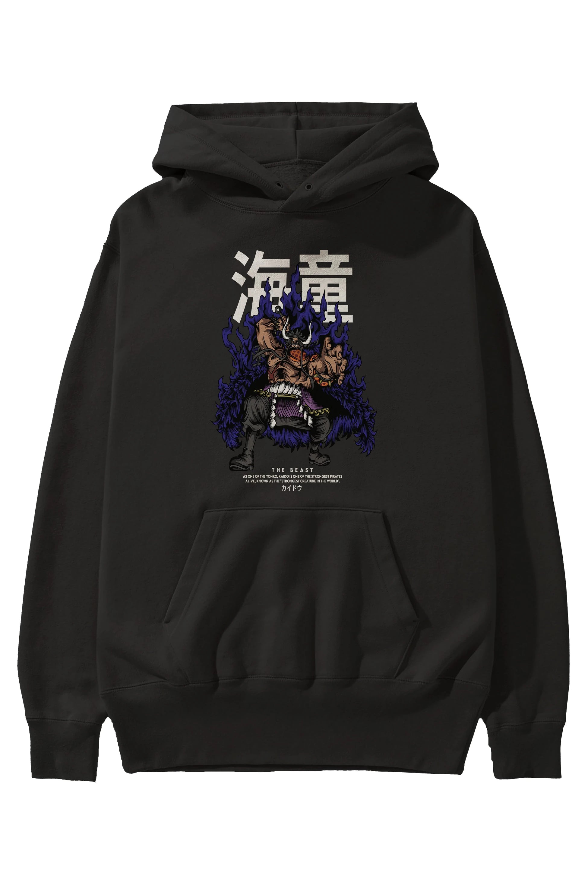 Kaido Anime Ön Baskılı Hoodie Oversize Kapüşonlu Sweatshirt Erkek Kadın Unisex