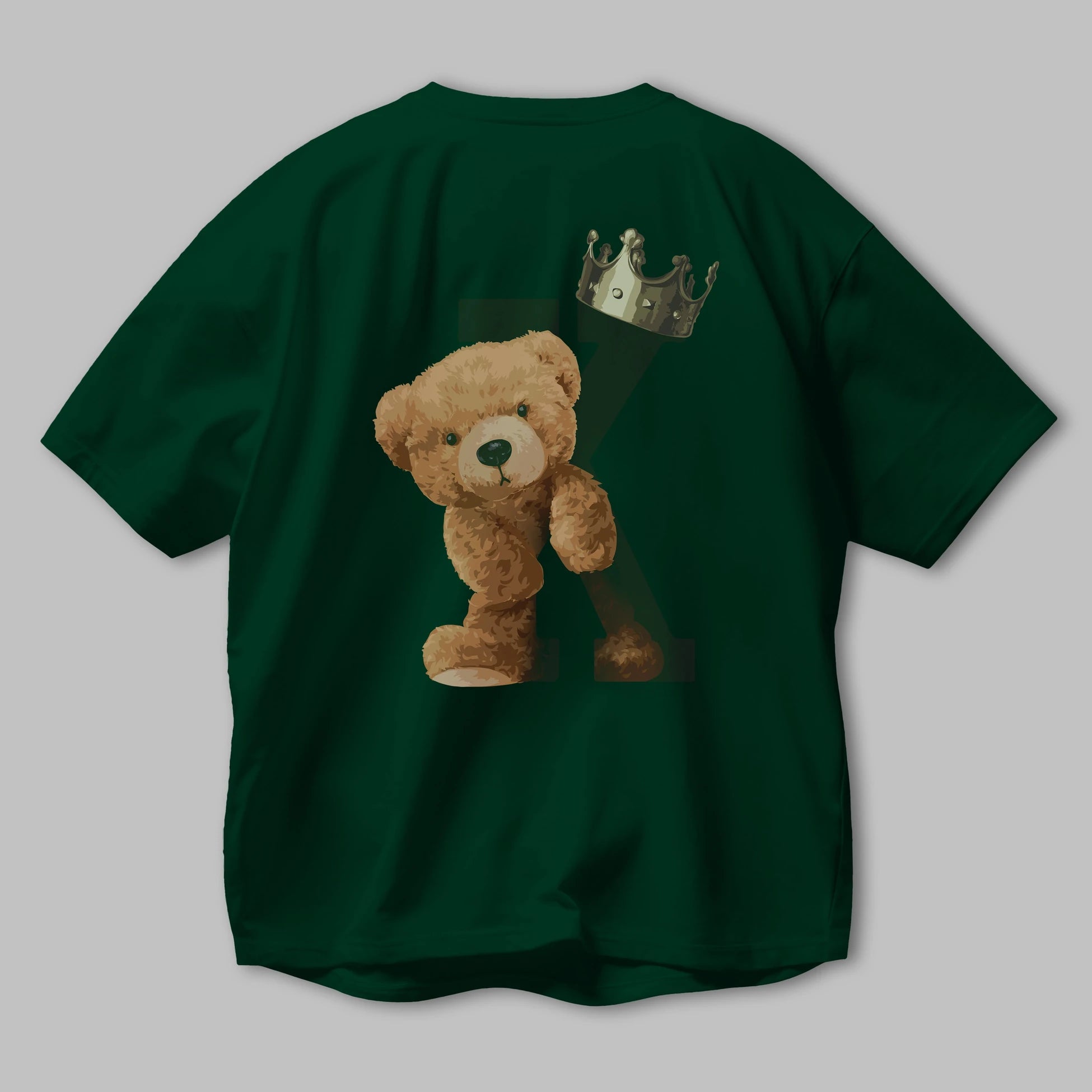 Teddy Bear Born To Be King Arka Baskılı Oversize t-shirt Erkek Kadın Unisex %100 Pamuk
