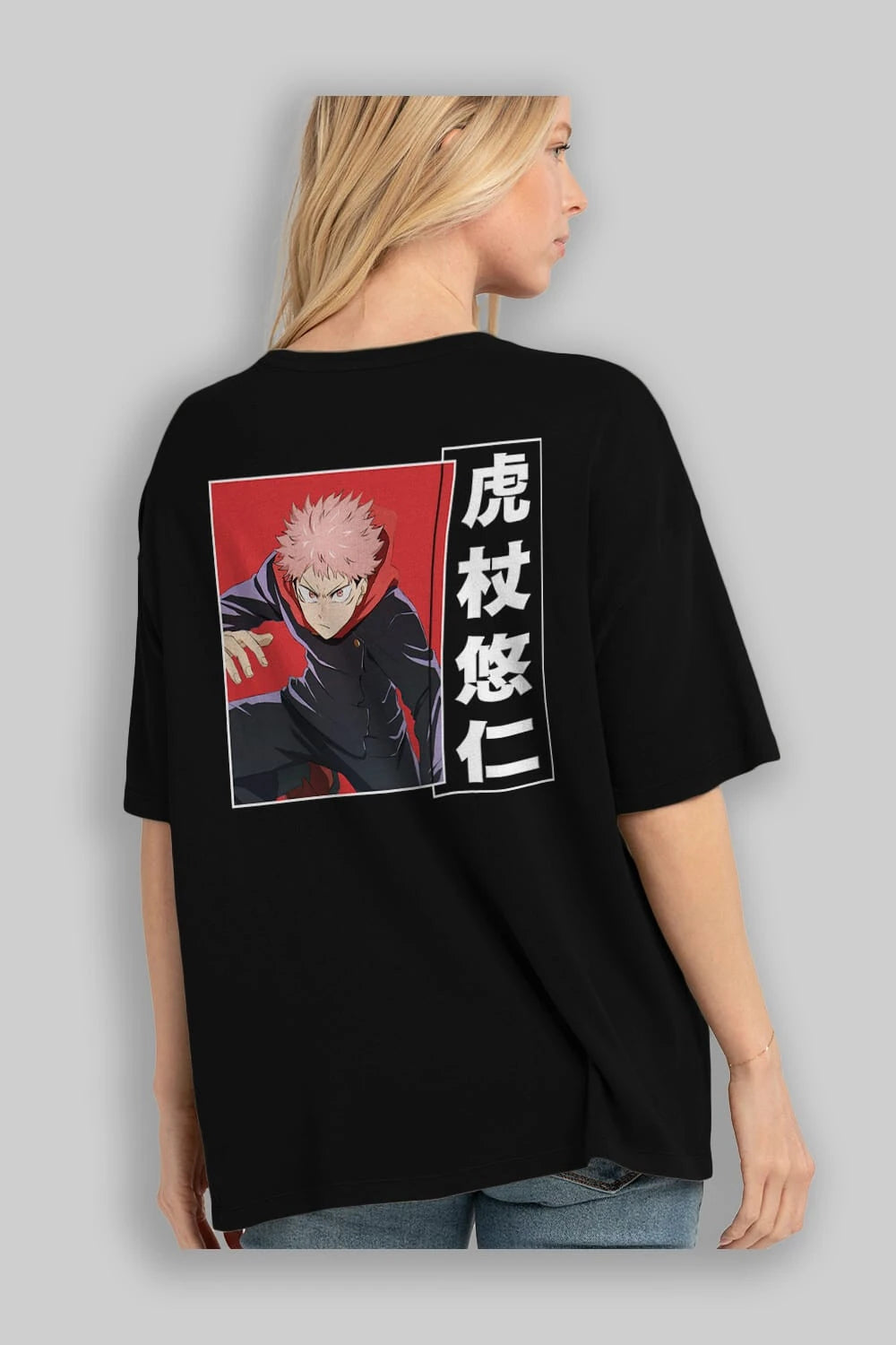 Yuuji Itadori 2 Anime Arka Baskılı Oversize t-shirt Erkek Kadın Unisex