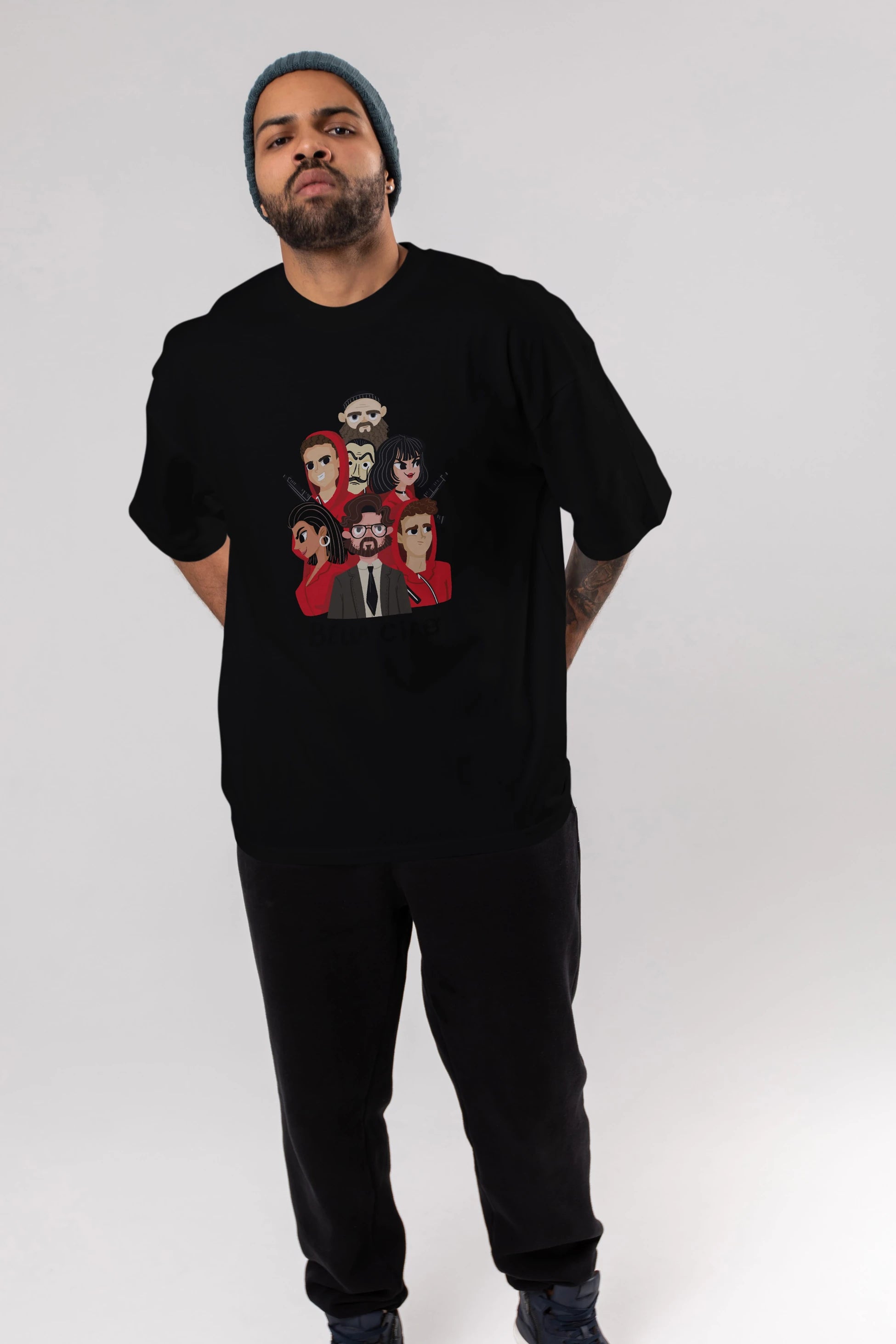 La Casa De Papel (13) Ön Baskılı Oversize t-shirt Erkek Kadın Unisex %100 Pamuk Bisiklet Yaka tişort