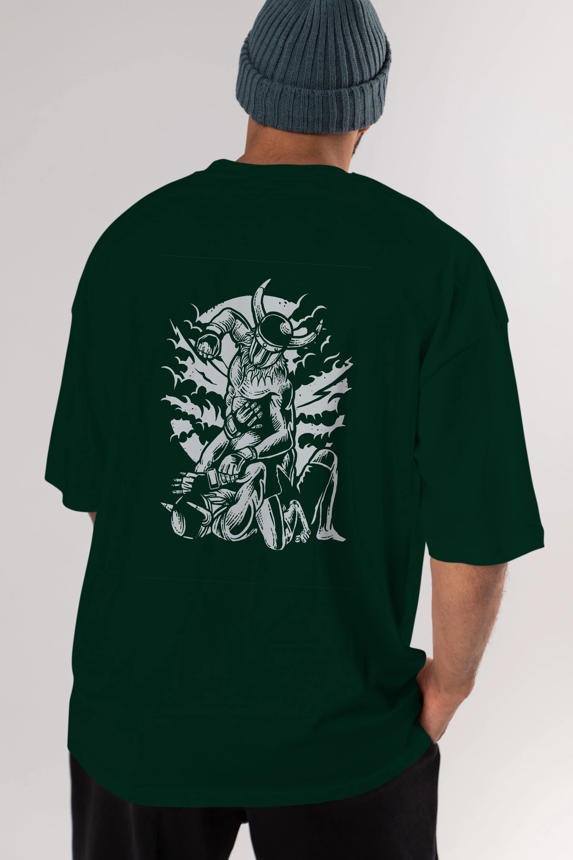 Viking MMA Fighter Arka Baskılı Oversize t-shirt Erkek Kadın Unisex %100 Pamuk