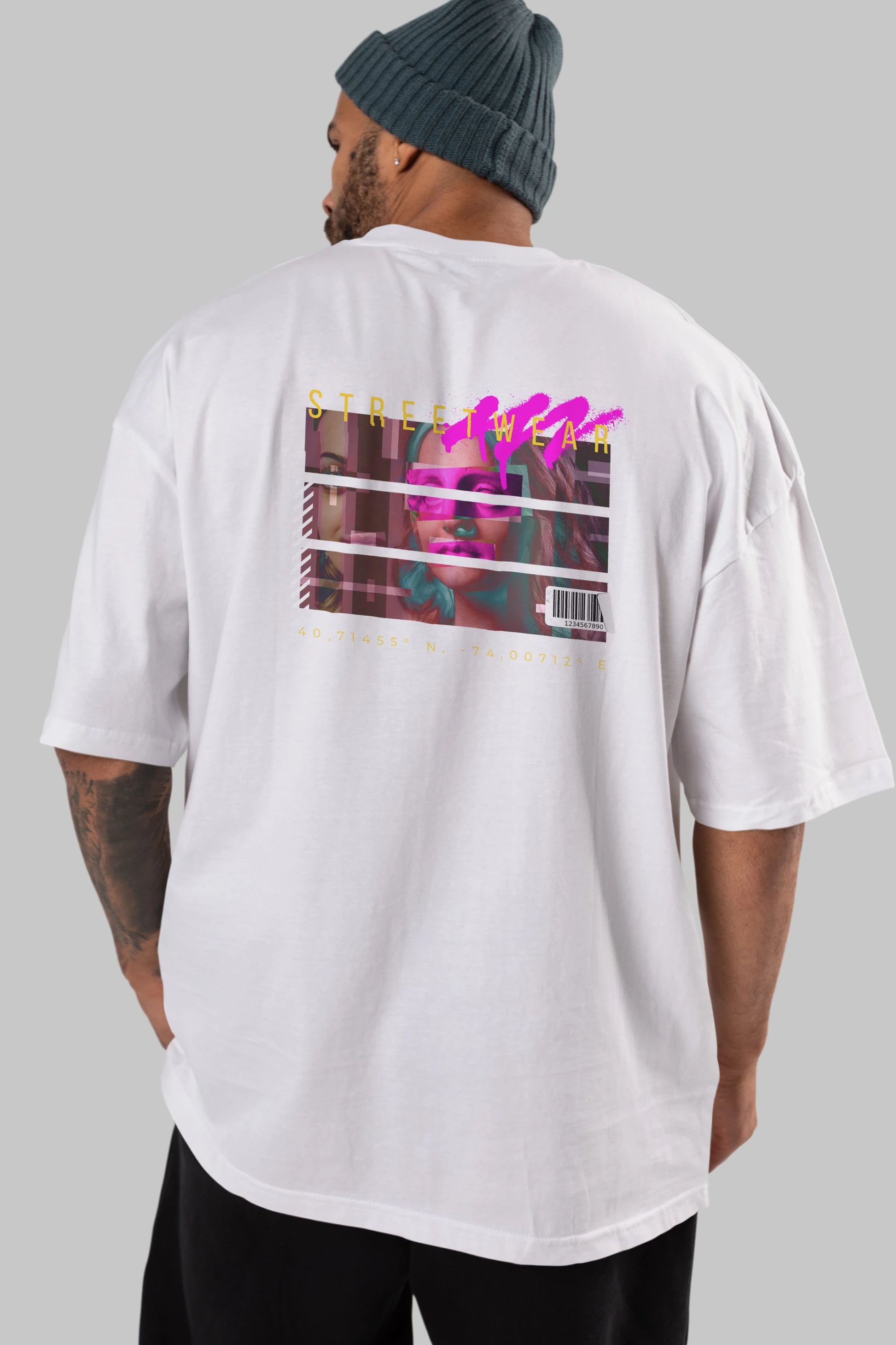 Futuristic Streetwear 2 Arka Baskılı Oversize t-shirt Erkek Kadın Unisex